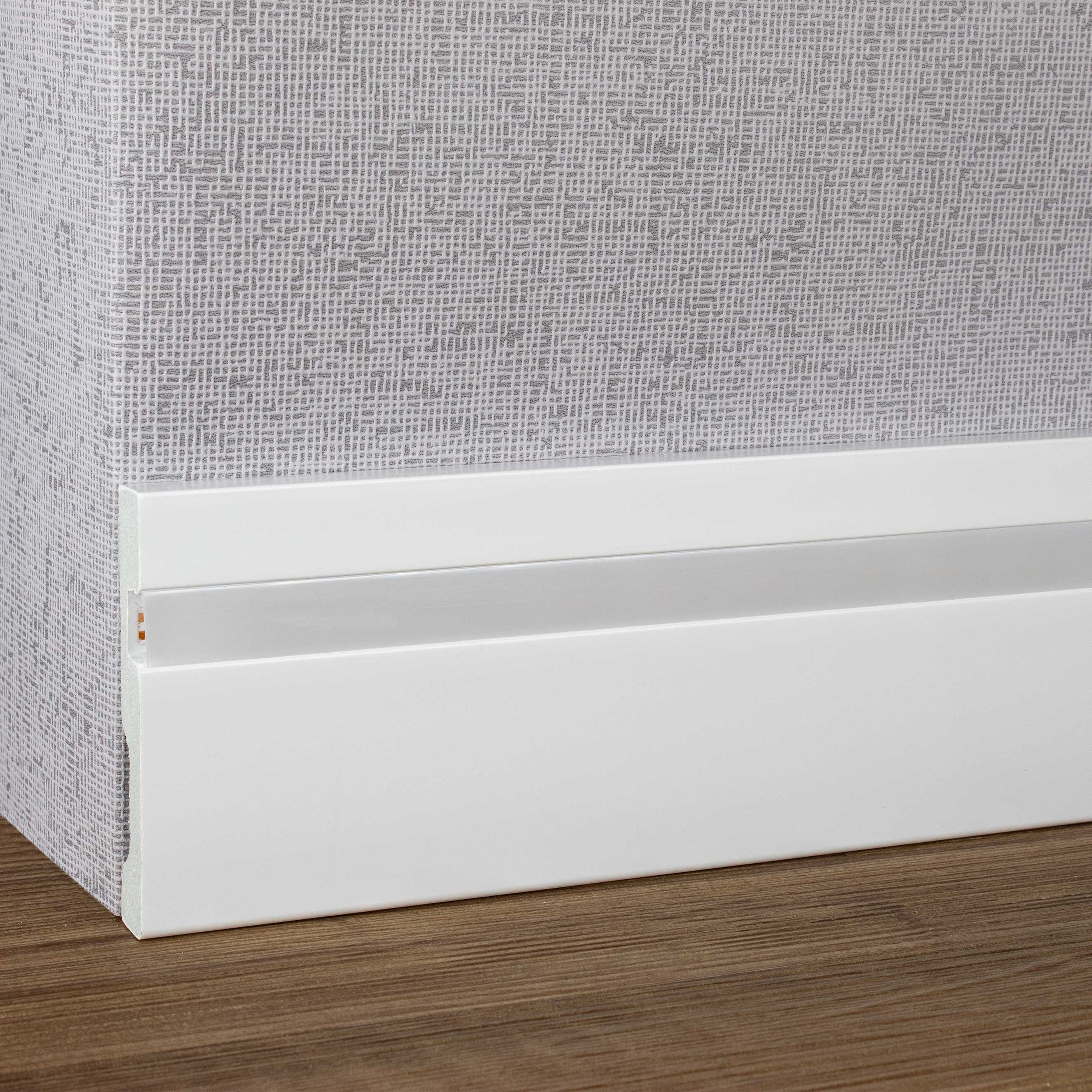 PROVISTON Sockelleiste 15 x 100 x 2000 mm, Lichtleiste Eckig, LED Fußleiste Kunststoff