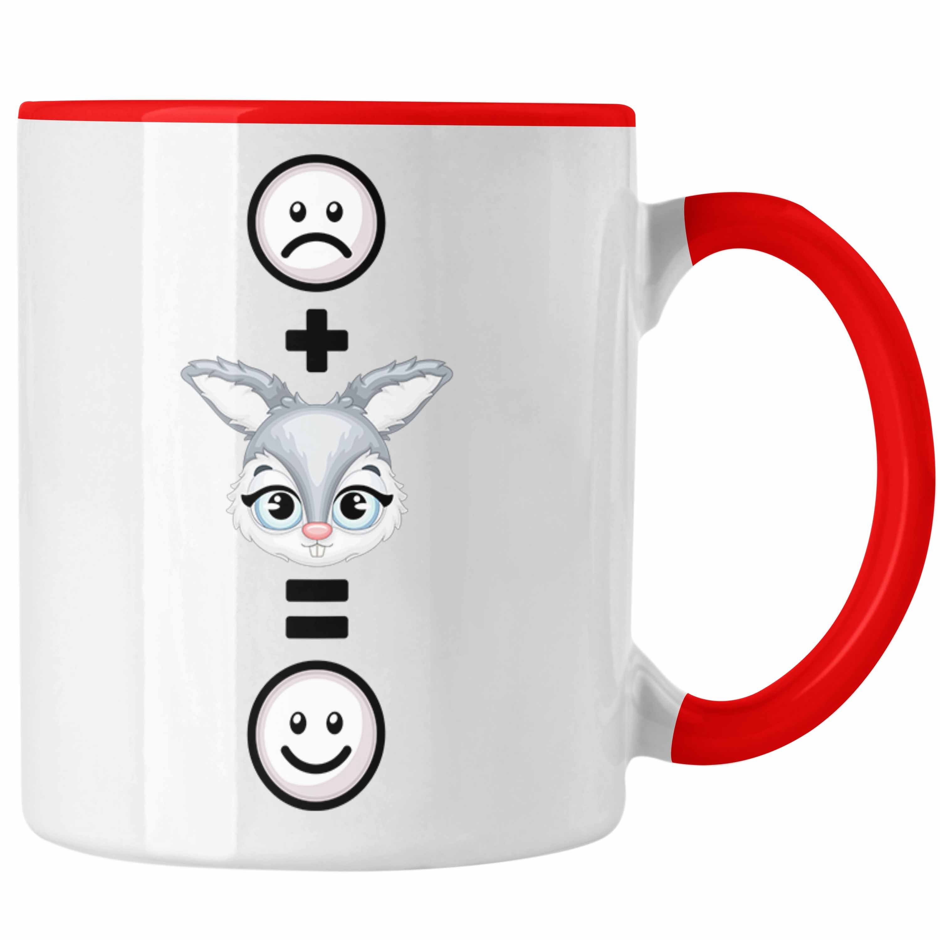 Trendation Tasse Kaninchen Tasse Geschenk für Kaninchen Kanickel Hasen Besitzer Lustige Rot