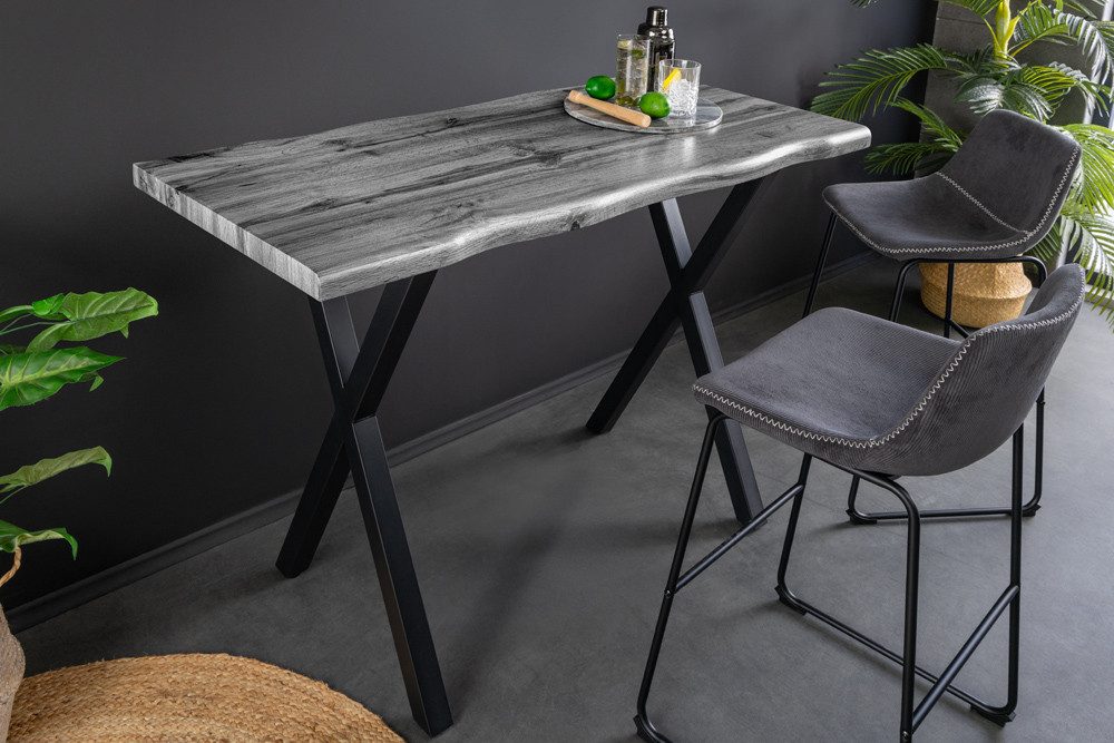 riess-ambiente Bartisch WILD 120cm grau/schwarz · Wildeichen-Design, Metall günstig online kaufen