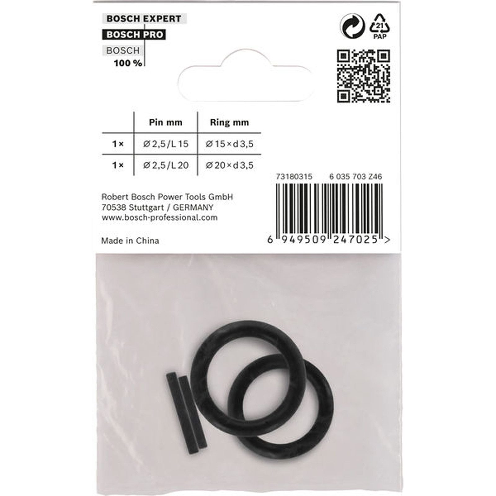 BOSCH Stecknuss Bosch Haltering und Stift für PRO Impact Steckschlüsseleinsätze, 3/8 Z