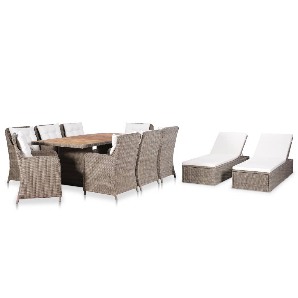 vidaXL GartenEssgruppe »11tlg. GartenEssgruppe Poly Rattan«, (11tlg