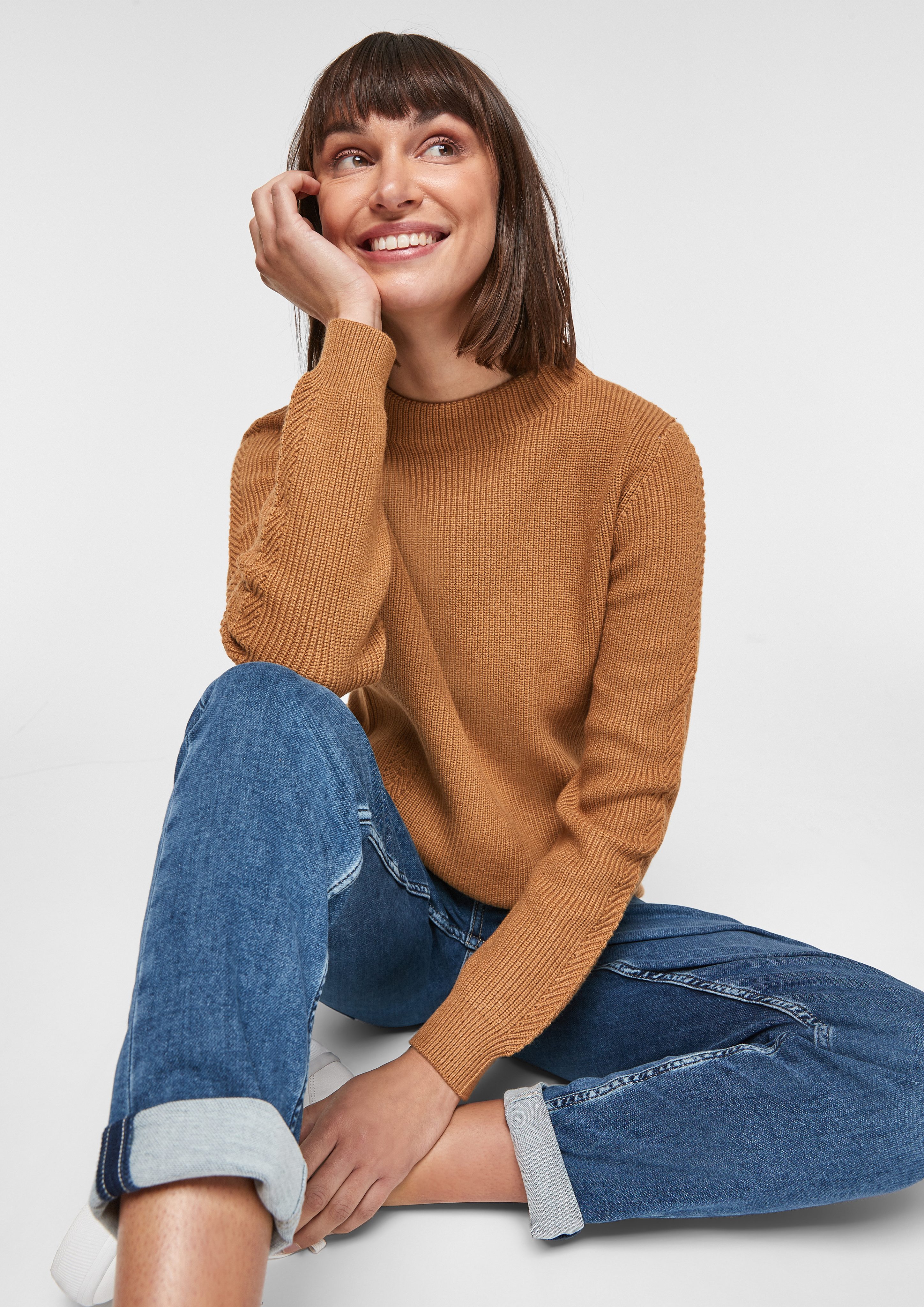 Strickpullover Strickpulli mit Stehkragen