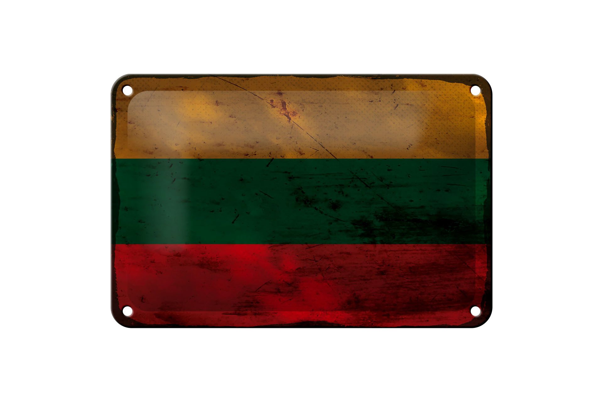 Femer GmbH Metallschild Flagge Litauen 18x12cm Flag of Lithuania Rost, (1 St), gewölbte Oberfläche, abgerundete Ecken, umgeschlagene Kanten