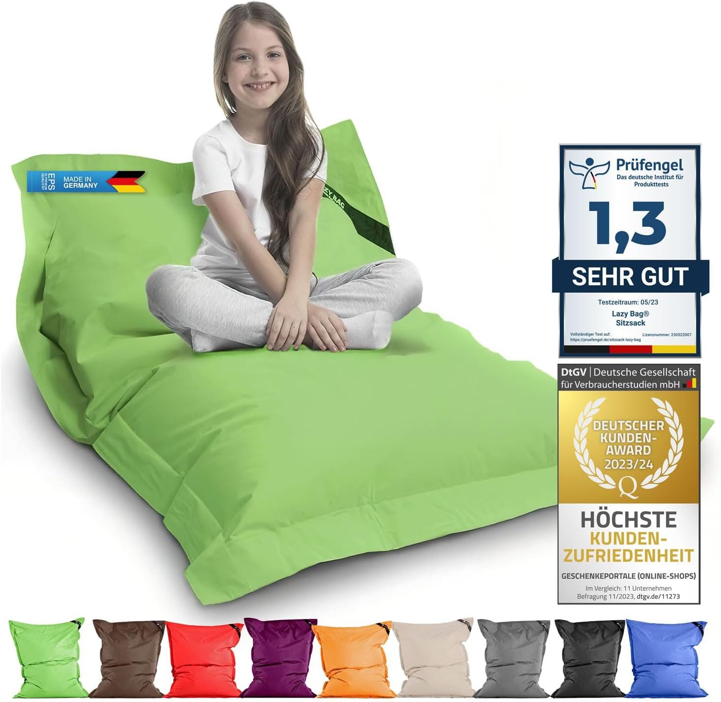 LazyBag Sitzsack Sitzsack XL 250 Liter Indoor Outdoor – Wasserfester Riesensitzsack (XL 250 Liter, Riesensitzsack), Junior-Sitzkissen Sessel