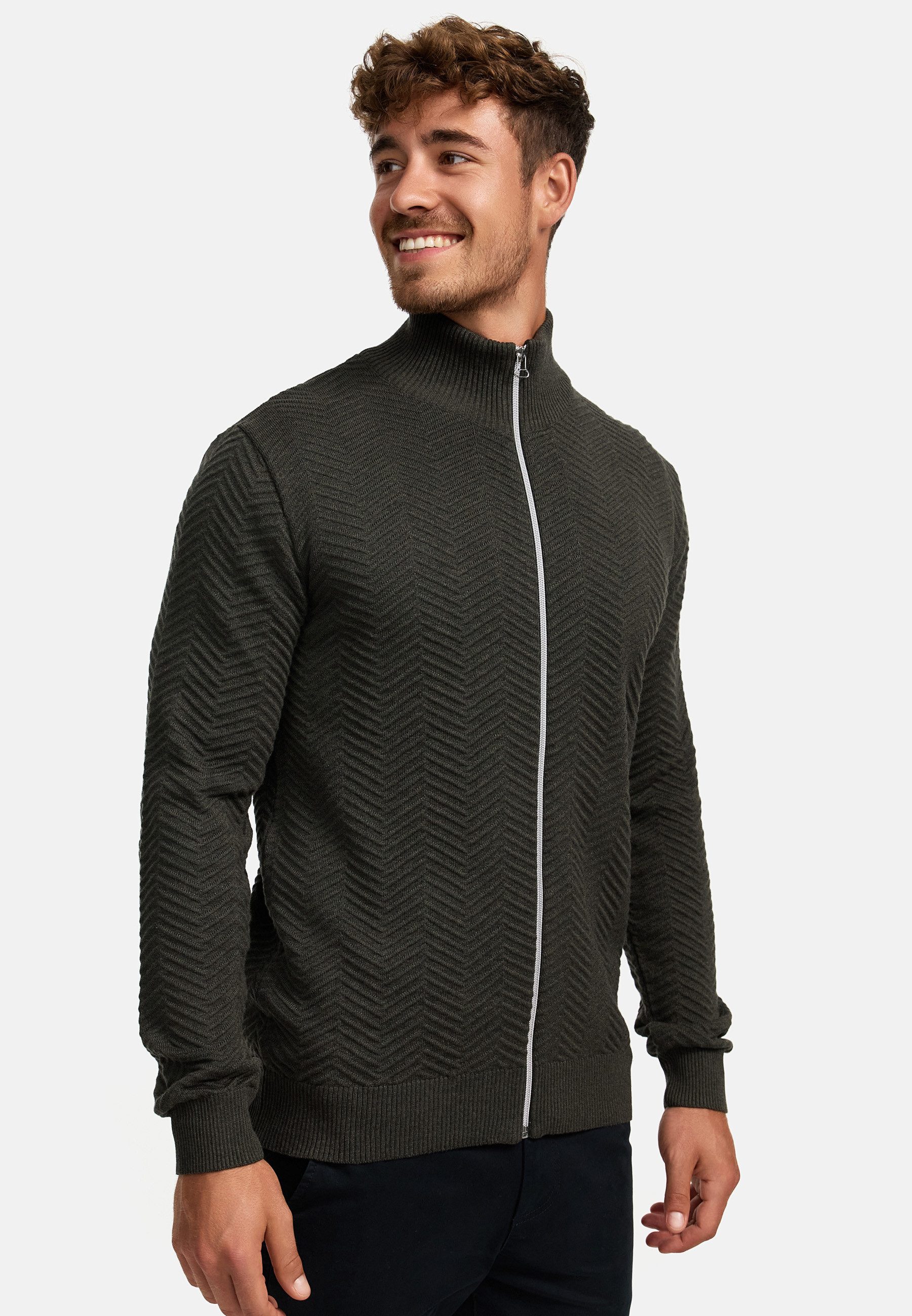 Kronstadt Strickjacke Herren KSCarlo Herrenstrickjacke Fein-Strickjacke mit Stehkragen