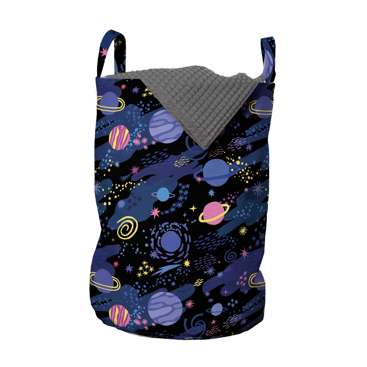 Abakuhaus Wäschesäckchen Wäschekorb mit Griffen Kordelzugverschluss für Waschsalons, Galaxis Weltraum Planeten kosmischen