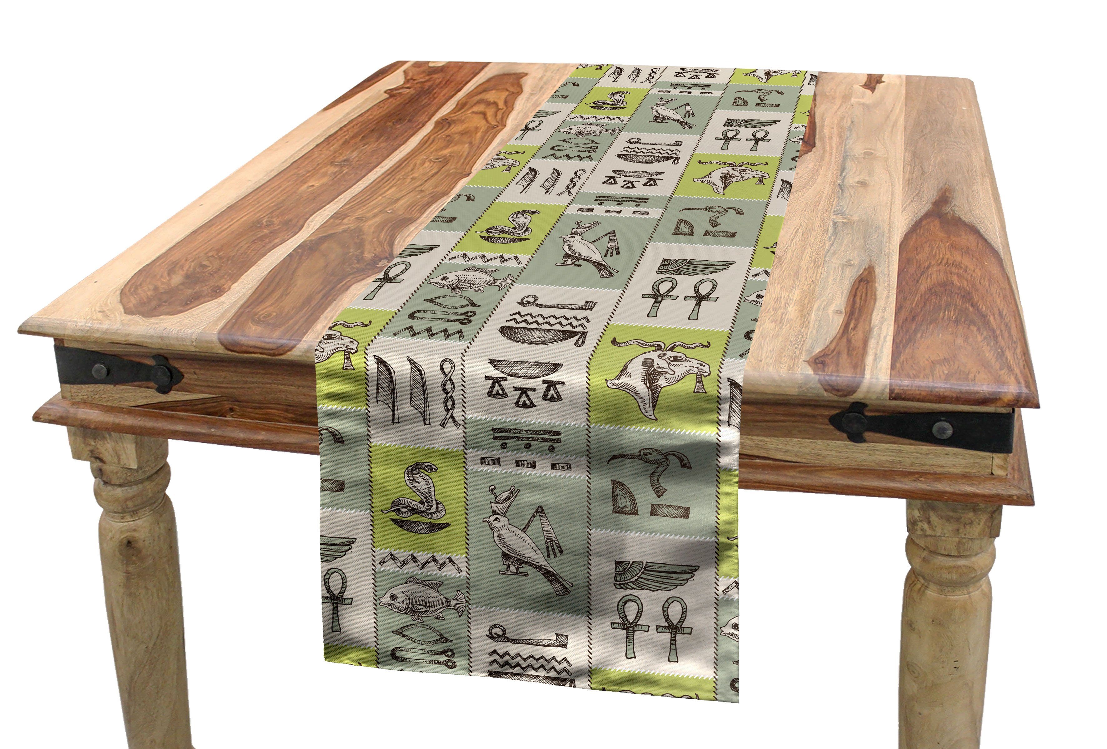 Abakuhaus Tischläufer Esszimmer Küche Rechteckiger Dekorativer Tischläufer, ägyptisch Hieroglyphs Tiere