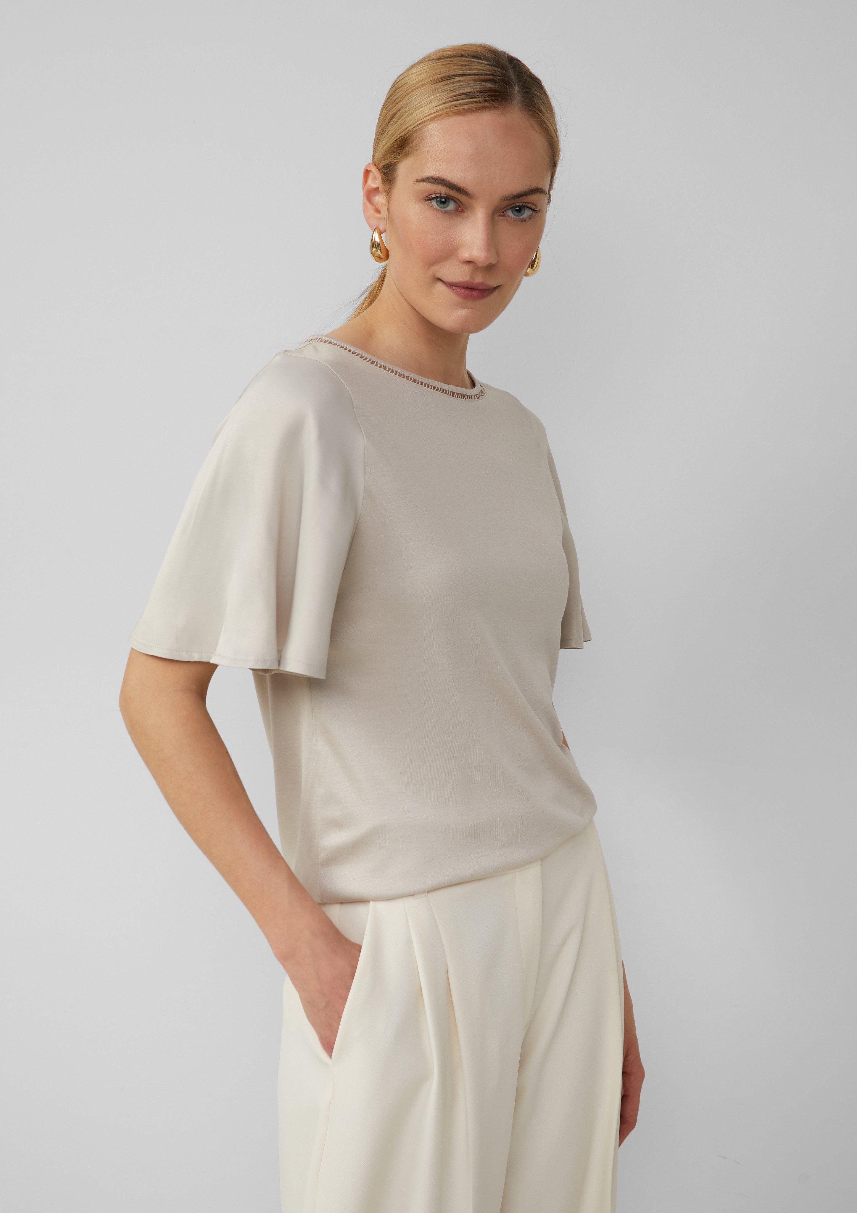 s.Oliver BLACK LABEL Kurzarmshirt Viskose-T-Shirt mit günstig online kaufen