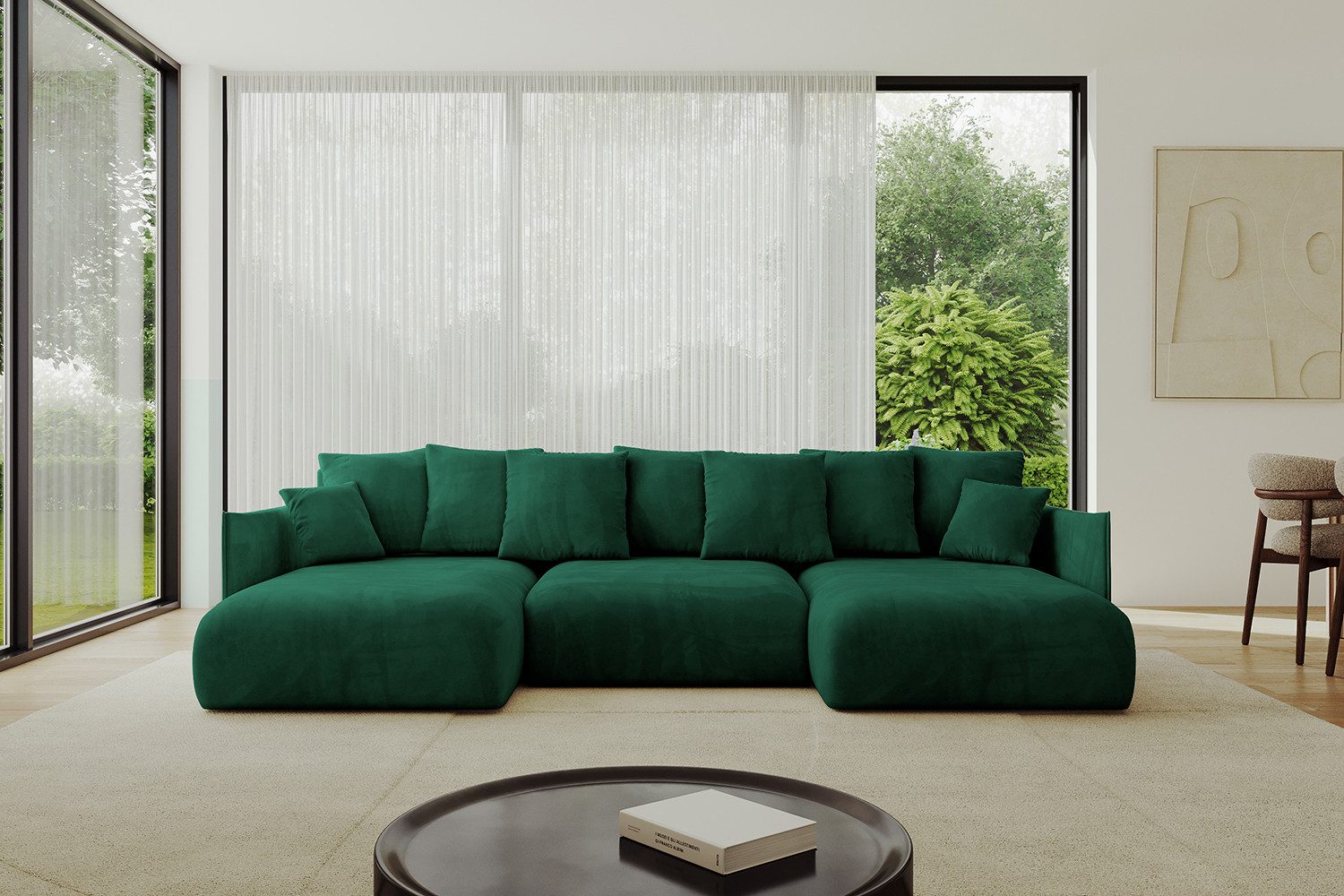 ALTDECOR Wohnlandschaft ONESK-U, Couch mit Schlaffunktion, Wohnzimmer - Ecksofa, Corner Sofa Bett Eckcouch Couch U-Form Schlafcouch Ausziehbar