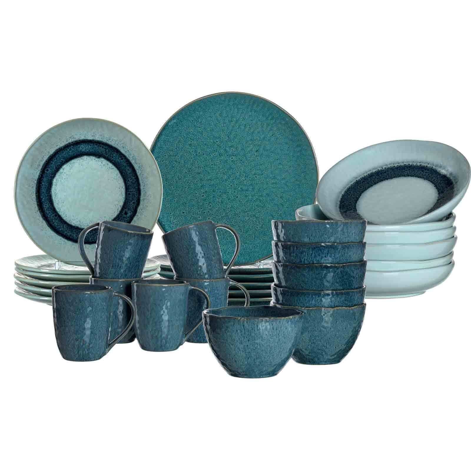 Set LEONARDO Tafelservice Blau Matera Kombiservice 30er Keramik (30-tlg),