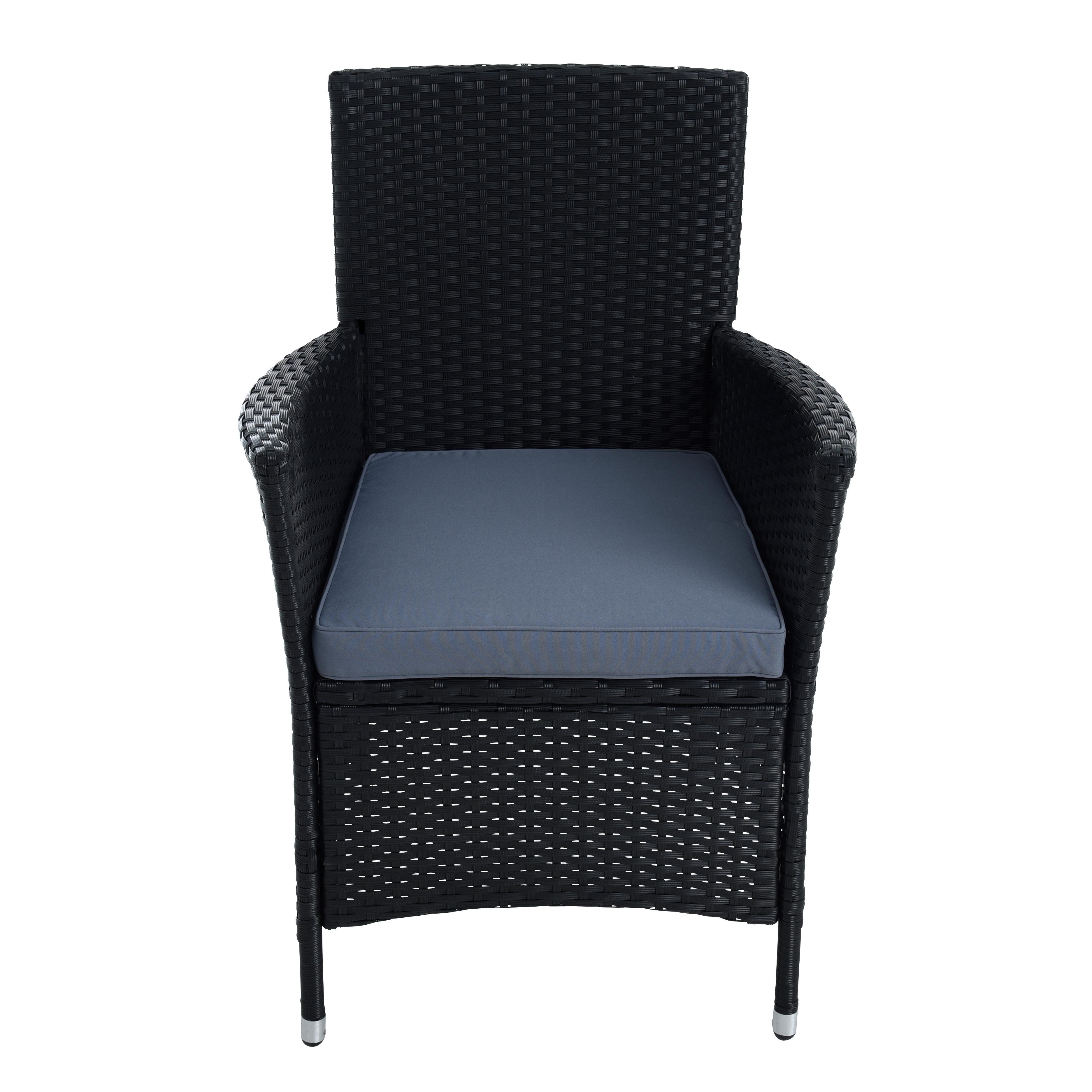 ESTEXO Gartenstuhl Rattan Gartensessel Polyrattan Stuhl 2er Set Garten Sessel Schwarz – Bild 2 von 5
