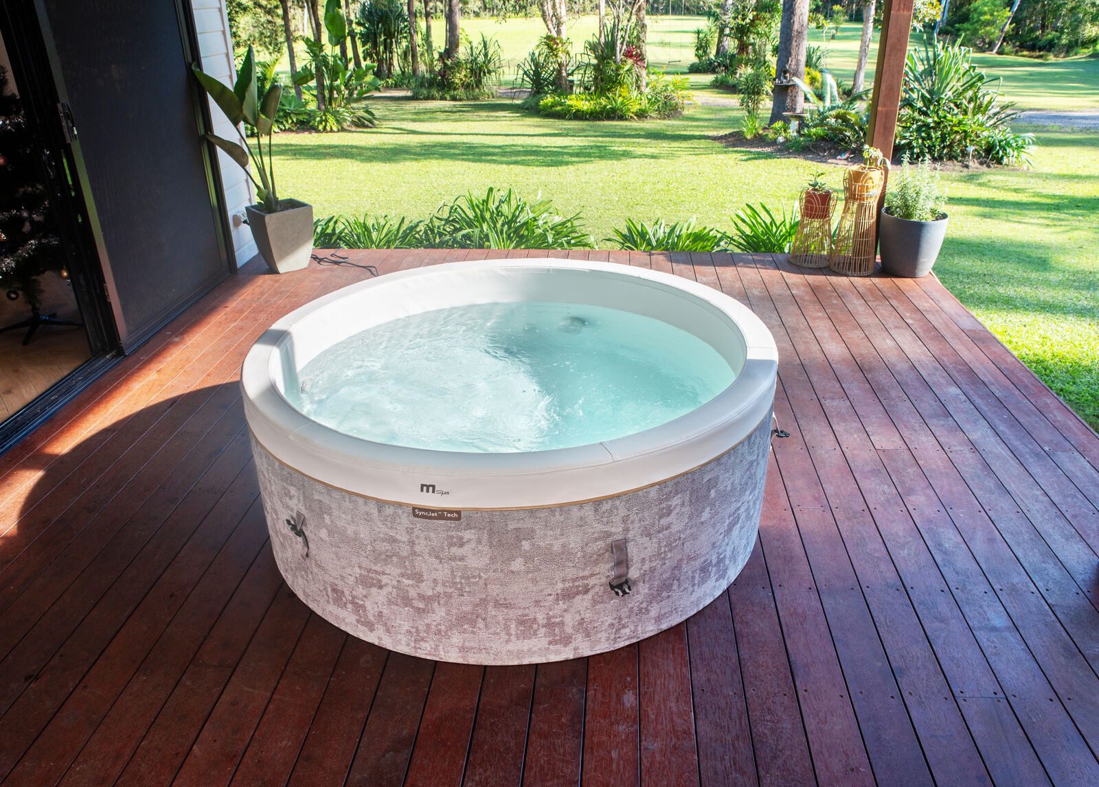 mSpa Whirlpool COCOON ECO - Ø 180 x 65 cm - ganzjährig Outdoor Pool - XXL - 6 Pers., Whirlpool zum Selbstaufbau, inkl. UVC+, 3 Hydromassagedüsen, App-Steuerung, Schnellheizsystem