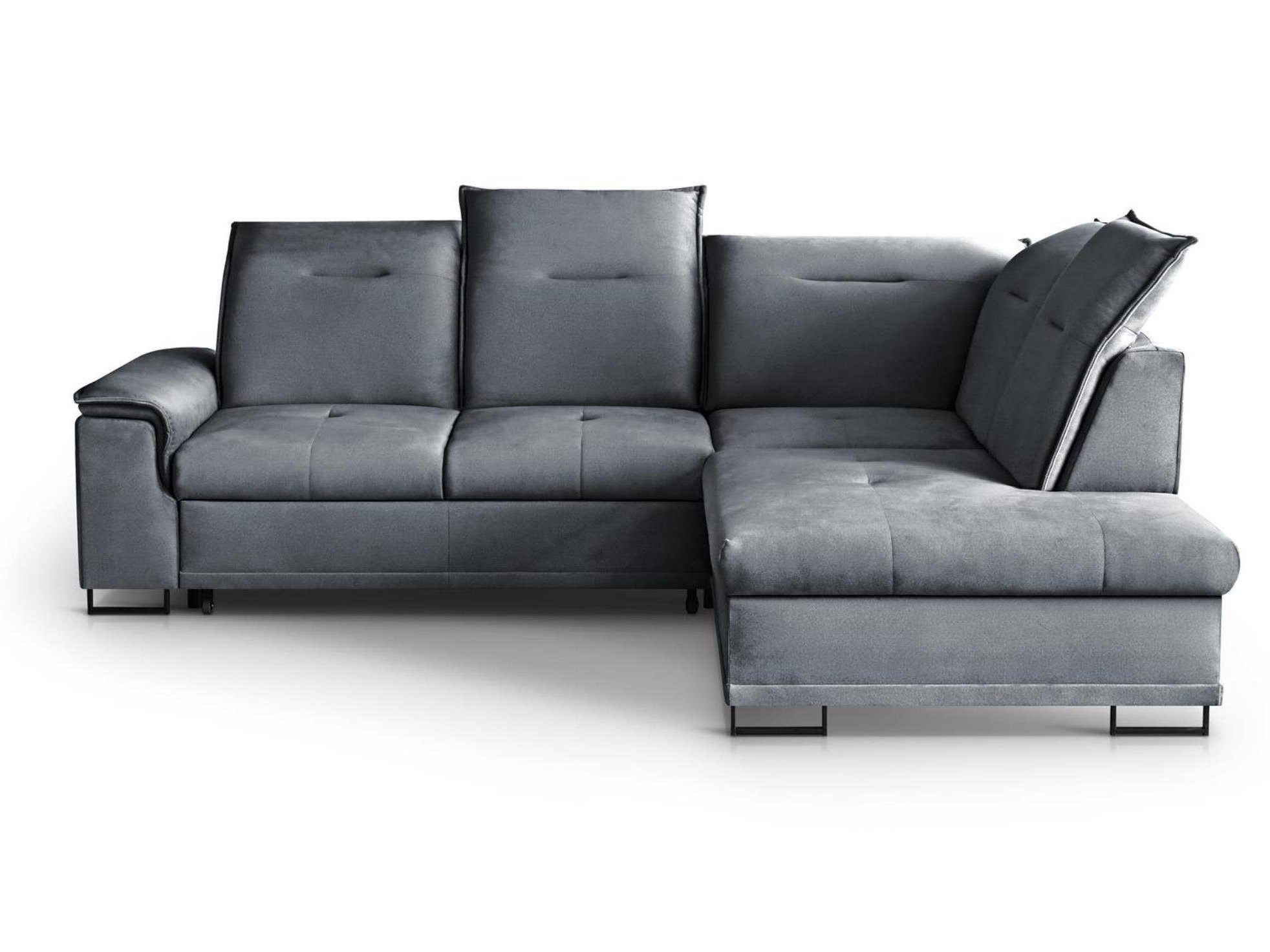 Beautysofa Ecksofa Bruno L, moderne Polsterecke aus Velours, Schlaffunktion, Bettkasten, verstellbaren Kopfstützen, verschiebbare Rückenlehne, stilvoll Corner Sofa für Wohnzimmer