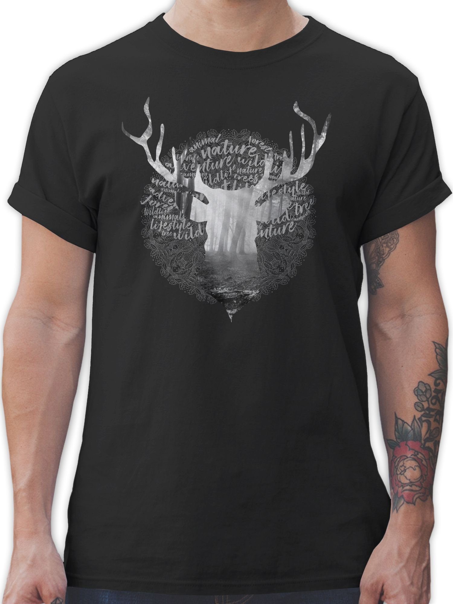 T-Shirt Hirsch Hirschkopf Hirschgeweih