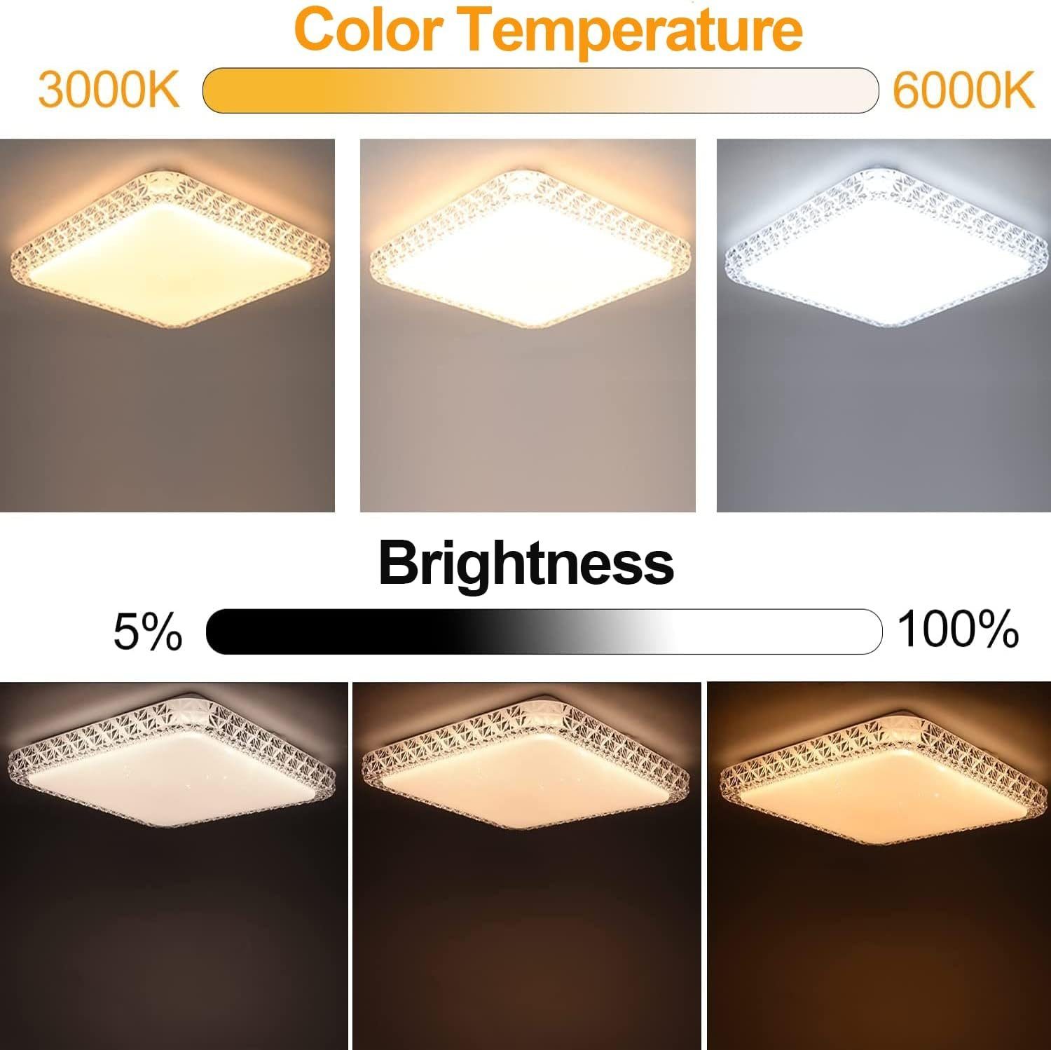 Nettlife LED Deckenleuchte Sternenhimmel Eckig Kristall günstig online kaufen