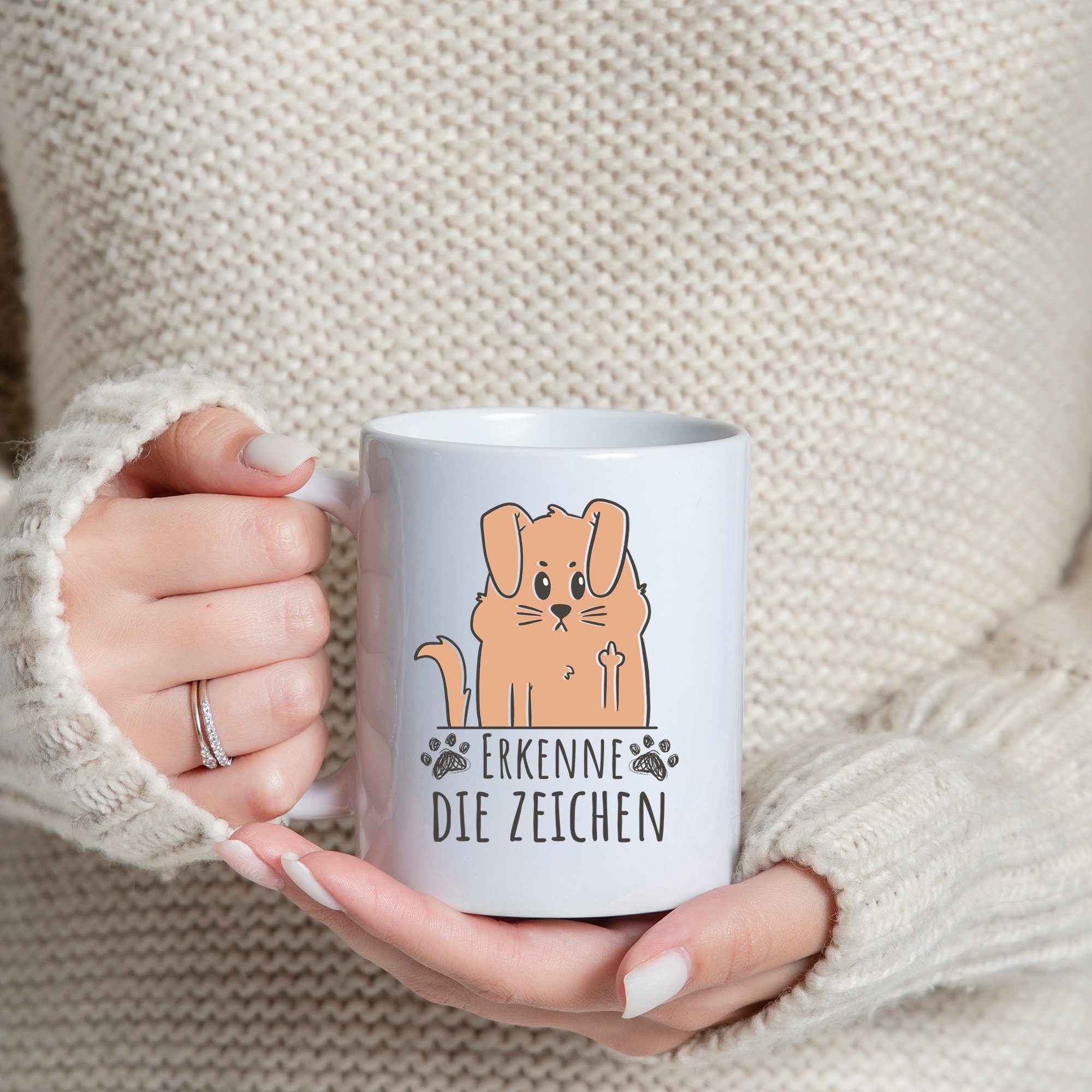 Zeichen Die Tasse Designz Youth mit Keramik, lustigem Print Geschenk, Kaffeetasse Erkenne Weiß