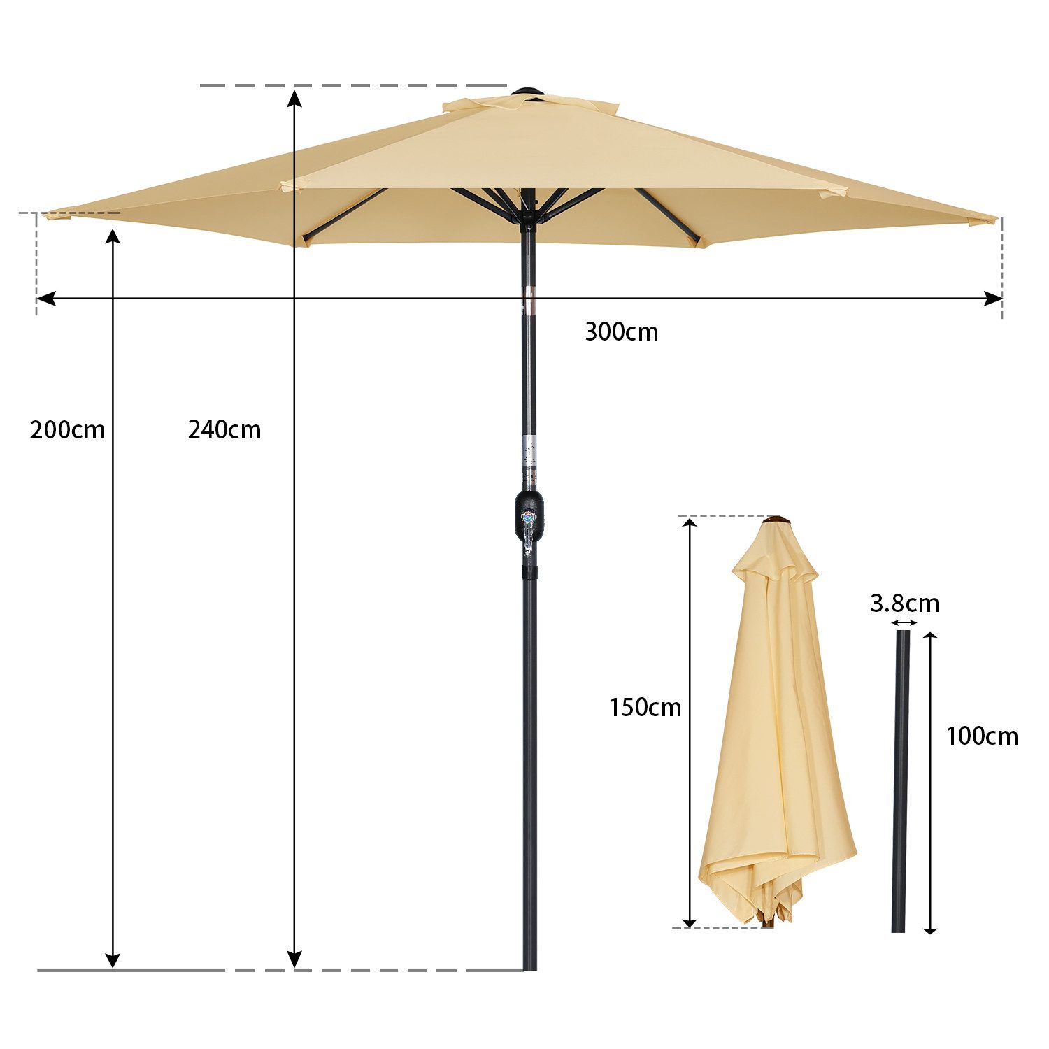 Angel Living Sonnenschirm Ø 300 cm, günstig online kaufen