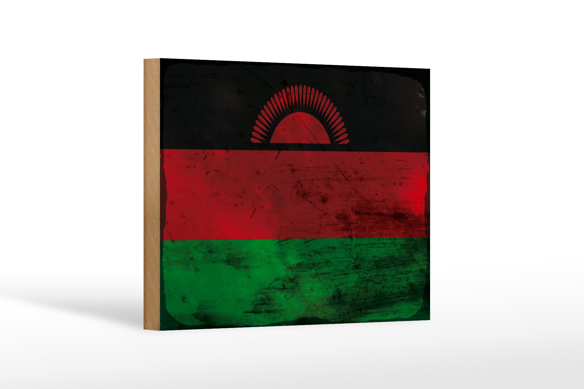 Femer GmbH Holzbild Flagge Malawi 18x12 cm Flag of Malawi Rost, Flaggen (1 St), Glatte Holzfaserplatte (MDF), vorn beschichtet