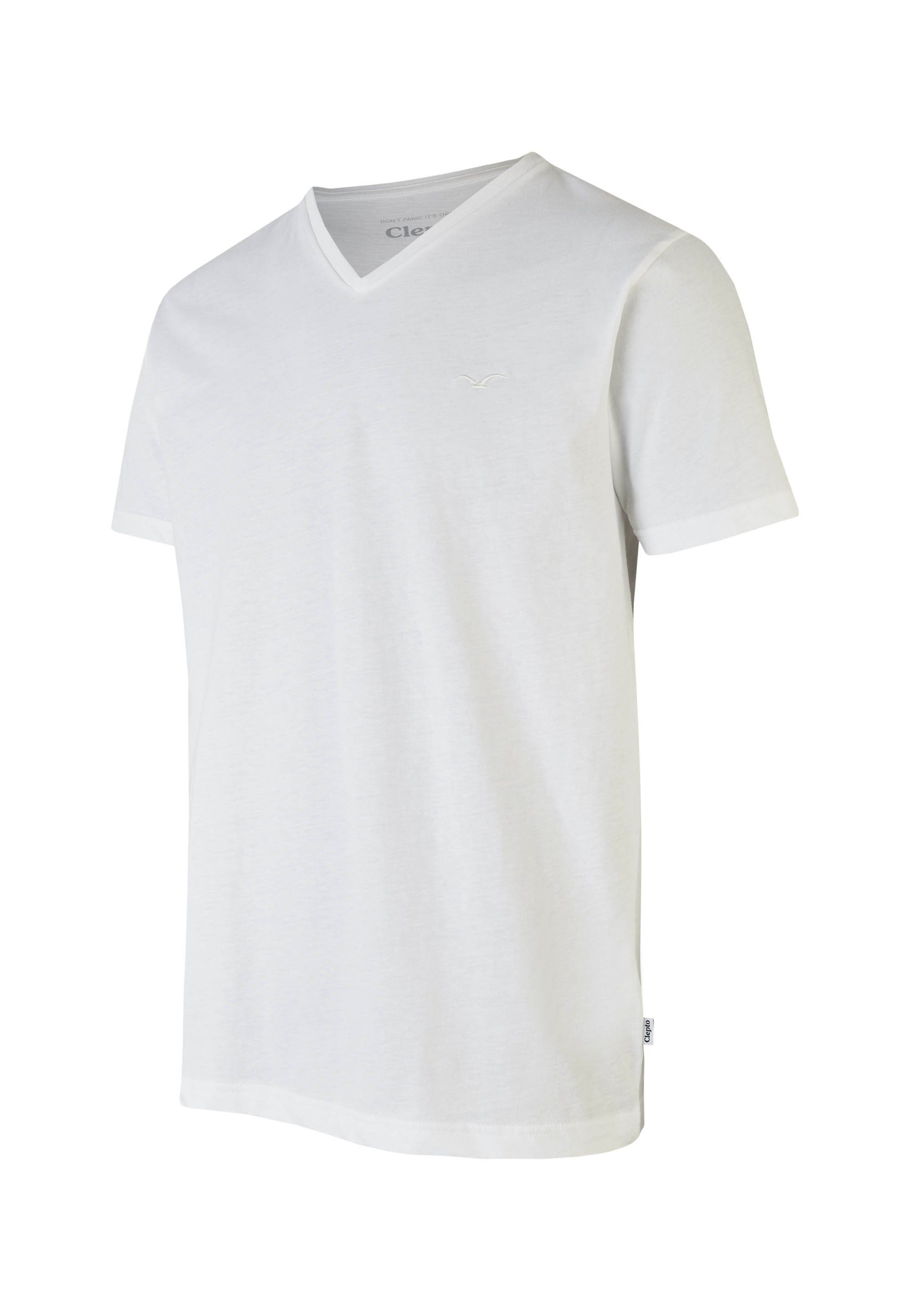 Schnitt Cleptomanicx T-Shirt mit Regular weiß V lockerem Ligull