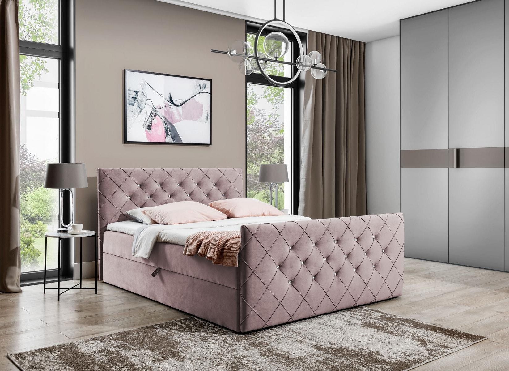 Xlmoebel Boxspringbett Chesterfield Boxspringbett mit Bettkasten in edlem Design (1-St., Bett), Hergestellt in Europa
