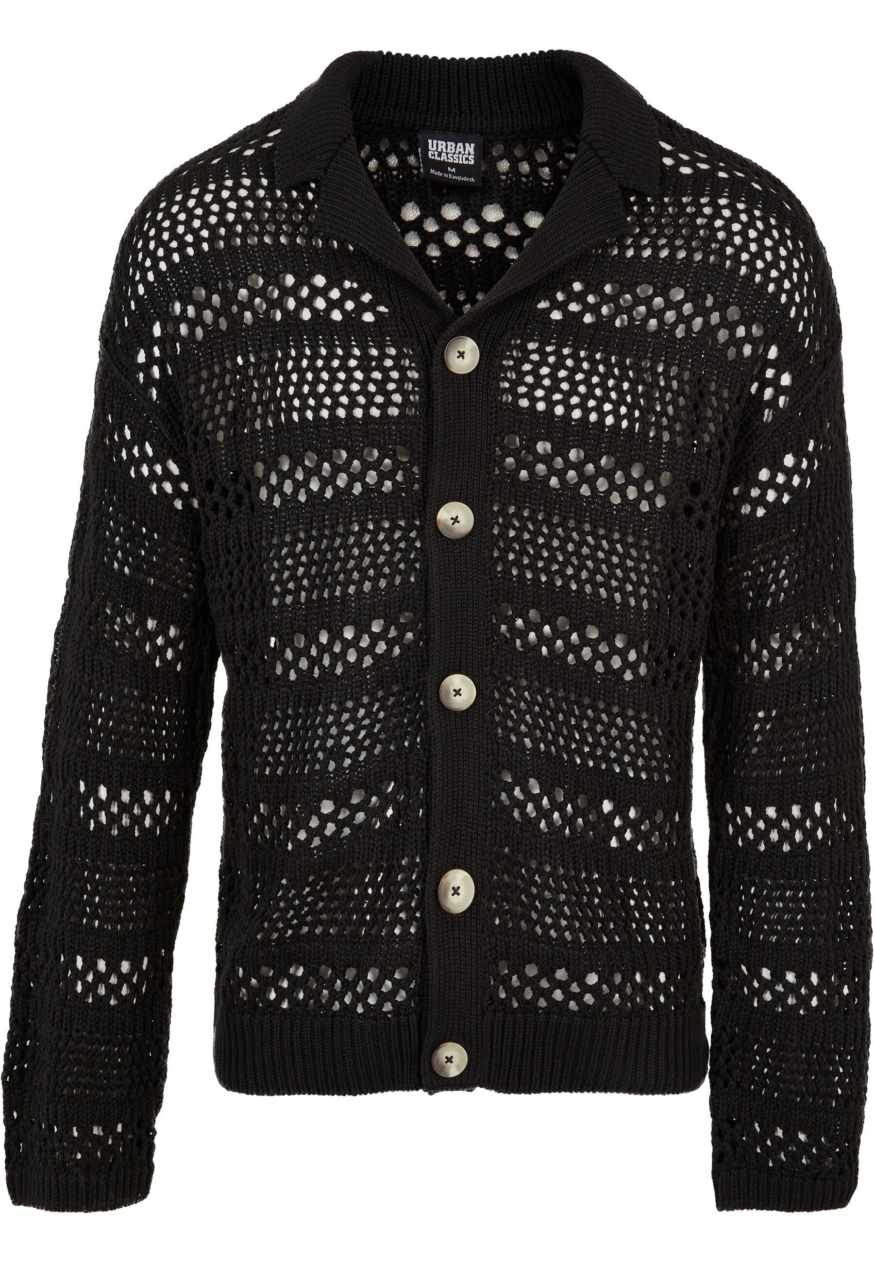 URBAN CLASSICS Strickfleecejacke Urban Classics Herren Crocheted Cardigan (1-St)