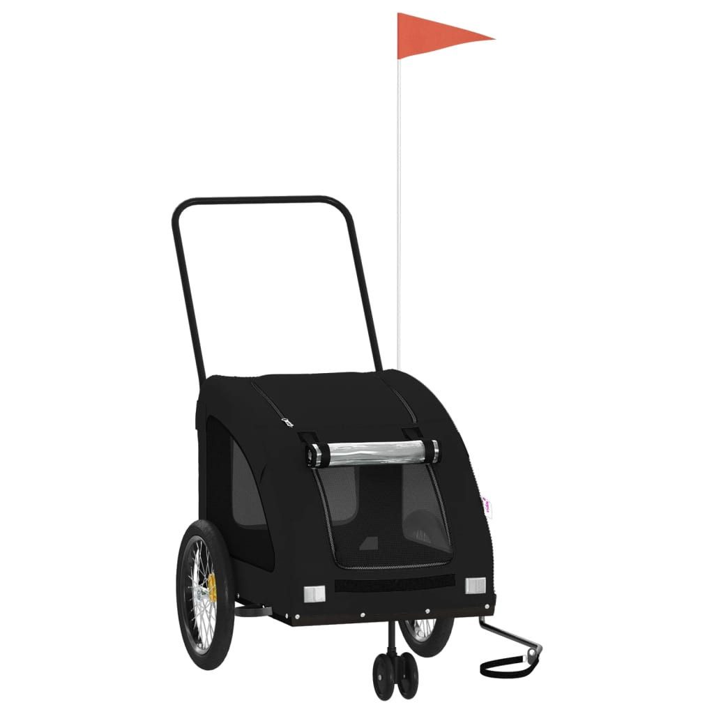 vidaXL Hunde-Transportbox 68 x 137 x 72 cm Fahrradanhänger Hunde Schwarz Oxford-Gewebe und Eisen