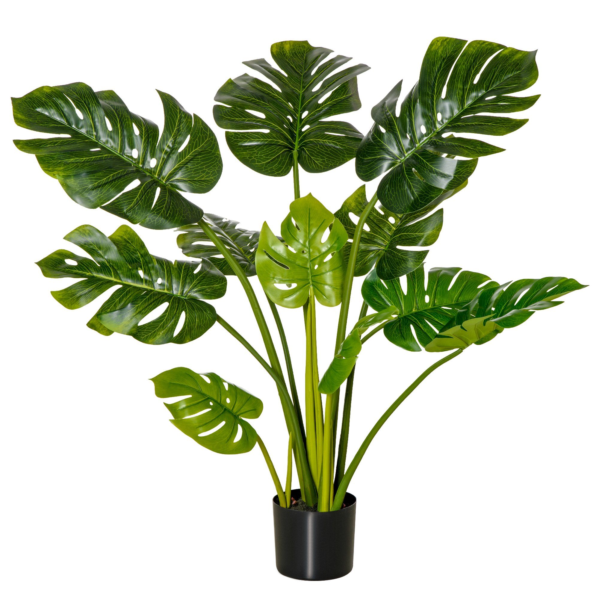 Kunstpflanze künstliche Pflanze Blatt, HOMCOM, Höhe 110 cm, im Topf 110 cm künstlicher Monstera Kunstbaum Zimmerpflanze