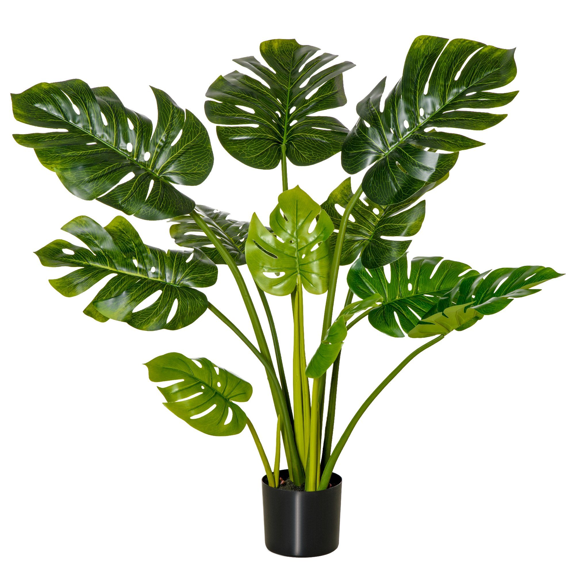 110 110 HOMCOM, Blatt, Kunstbaum im cm, Pflanze künstliche cm Kunstpflanze Zimmerpflanze künstlicher Höhe Monstera Topf