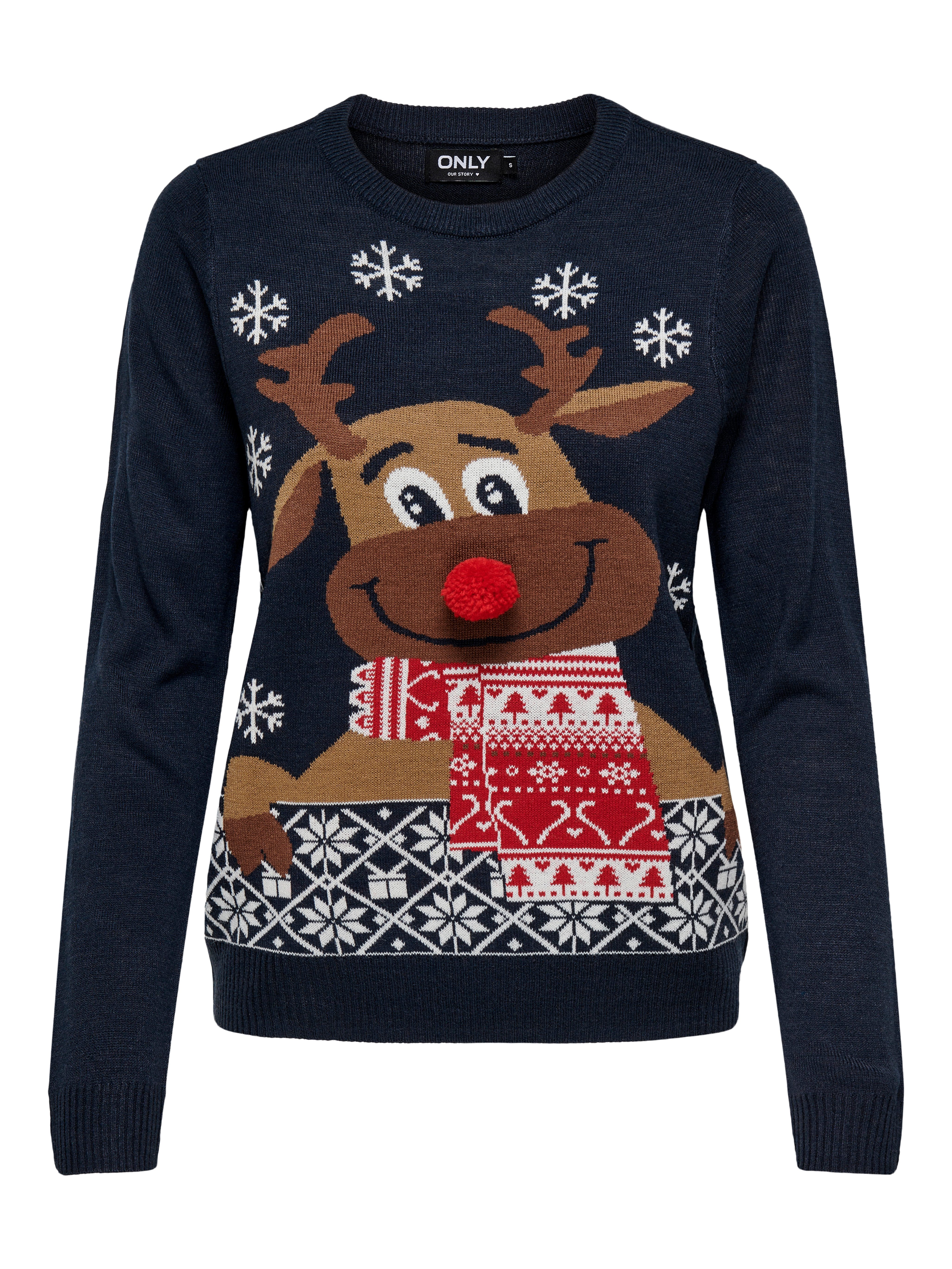 ONLY Weihnachtspullover ONLXMAS LS O-NECK MIX DETAIL BOX KNT