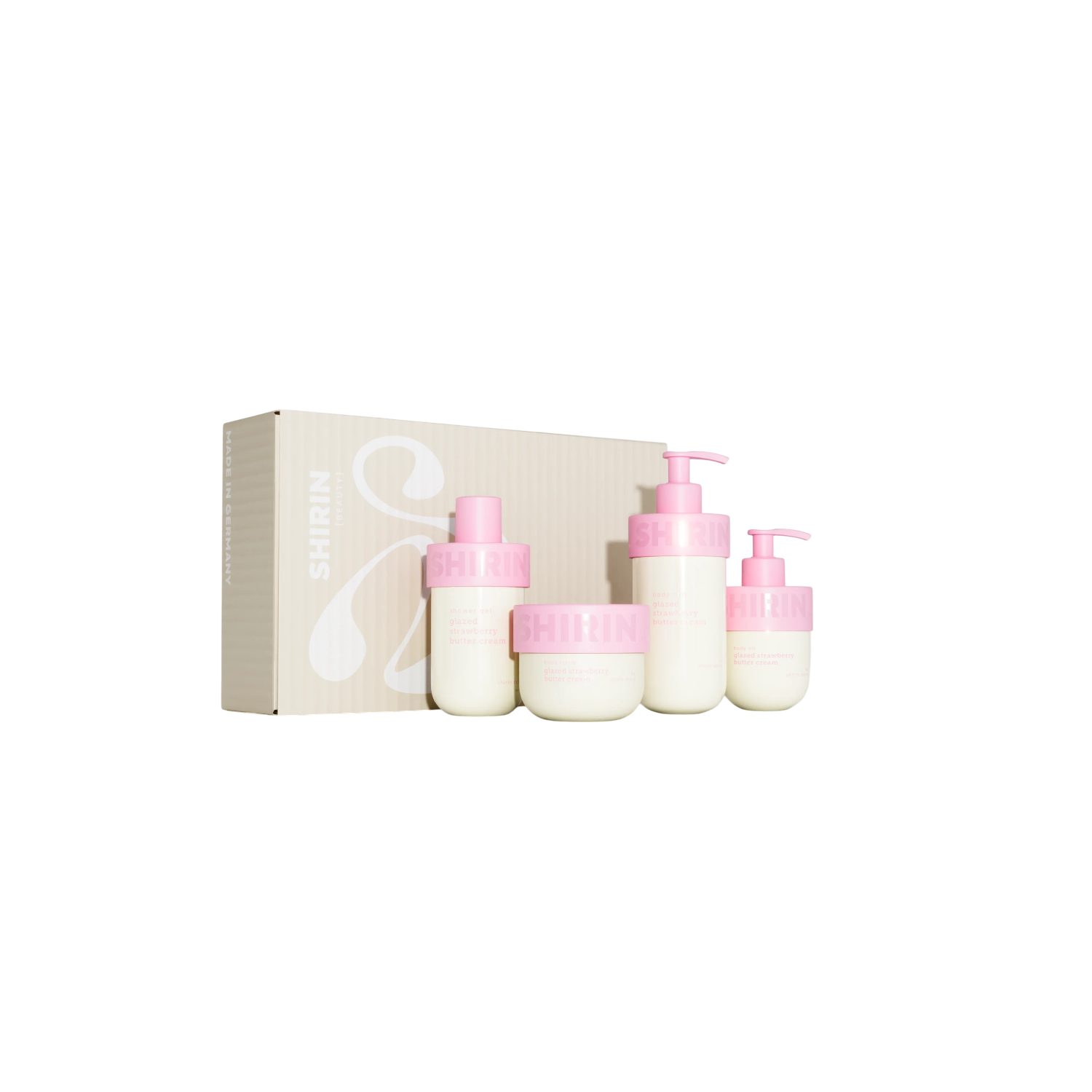 Shirin Beauty Duschgel Glow Girl Milk Set Glazed Strawberry Butter Cream, 4-tlg.