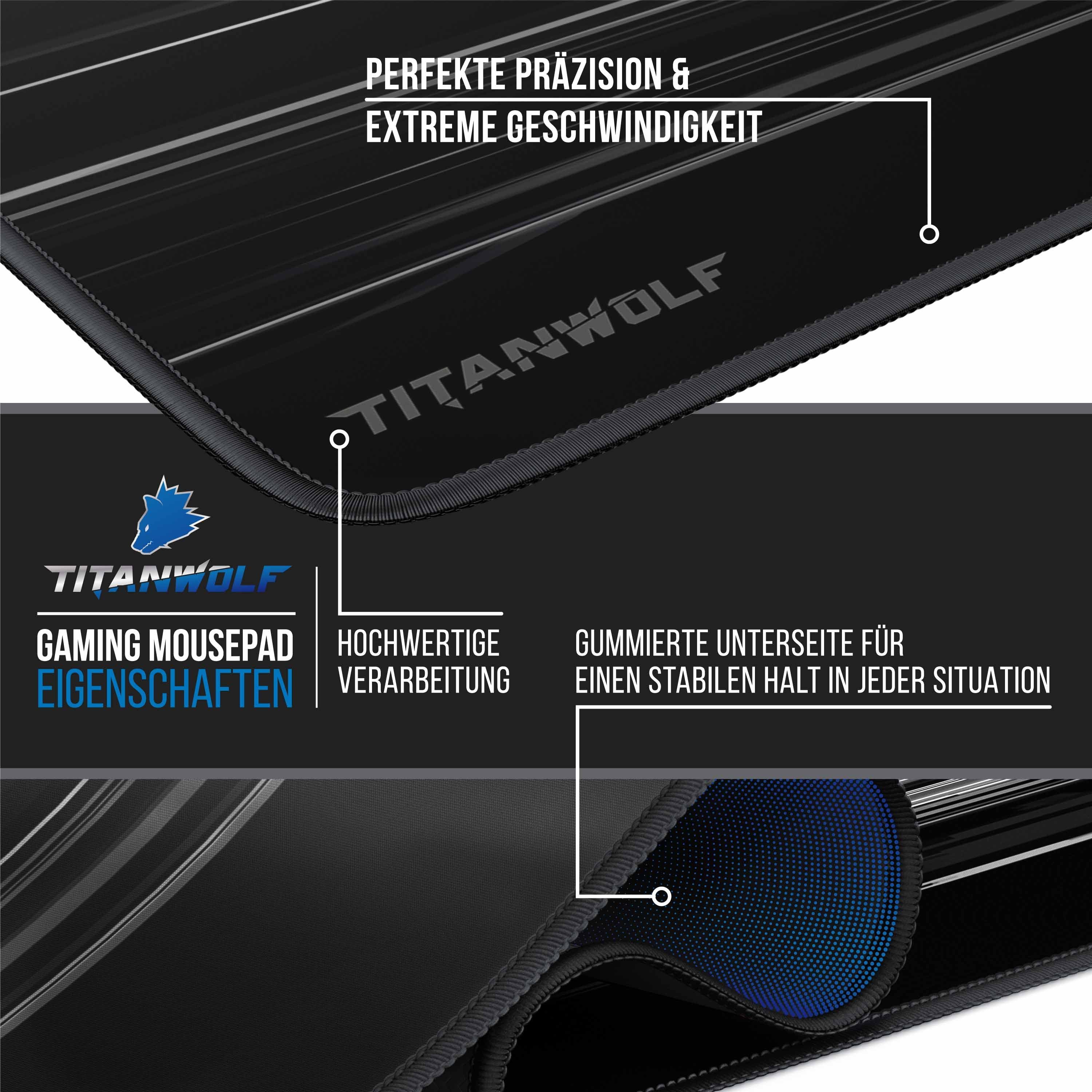 Titanwolf Gaming Mauspad XXXL Speed Mousepad 1200 x 400 x 3 mm, große Tischunterlage, rutschfest, abwaschbar, Geschwindigkeit & Präzision, Epsilon