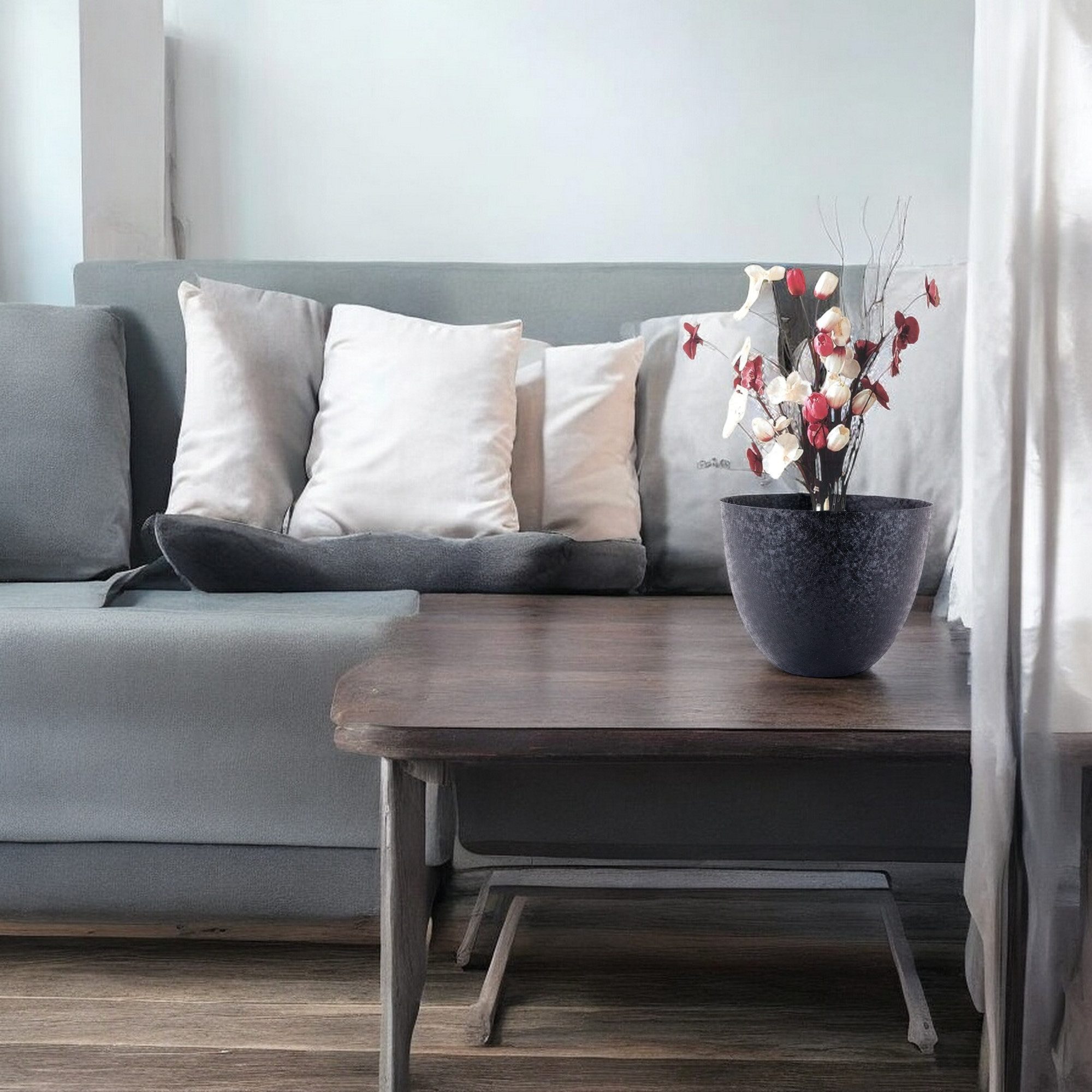 trends for living Blumentopf Schwarzer Blumenkübel Plfanzentopf aus Metall Blumentopf (5 Größen)