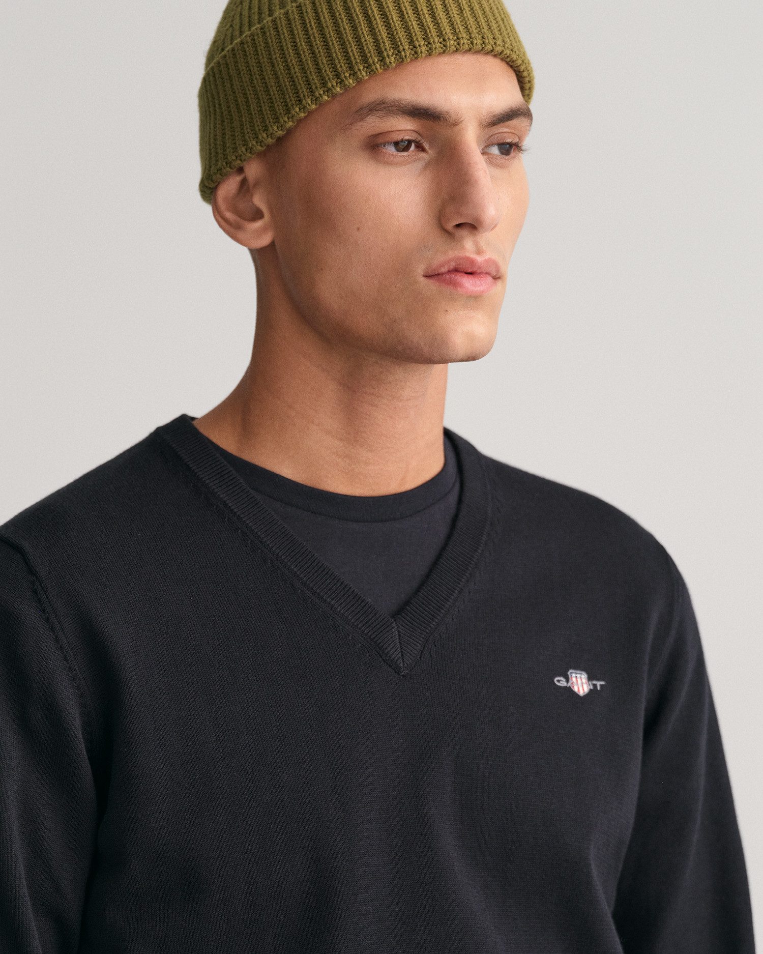 Gant V-Ausschnitt-Pullover Classic Cotton V-Neck Premium Strickjersey aus weicher 100% Baumwolle, Übergangspullover