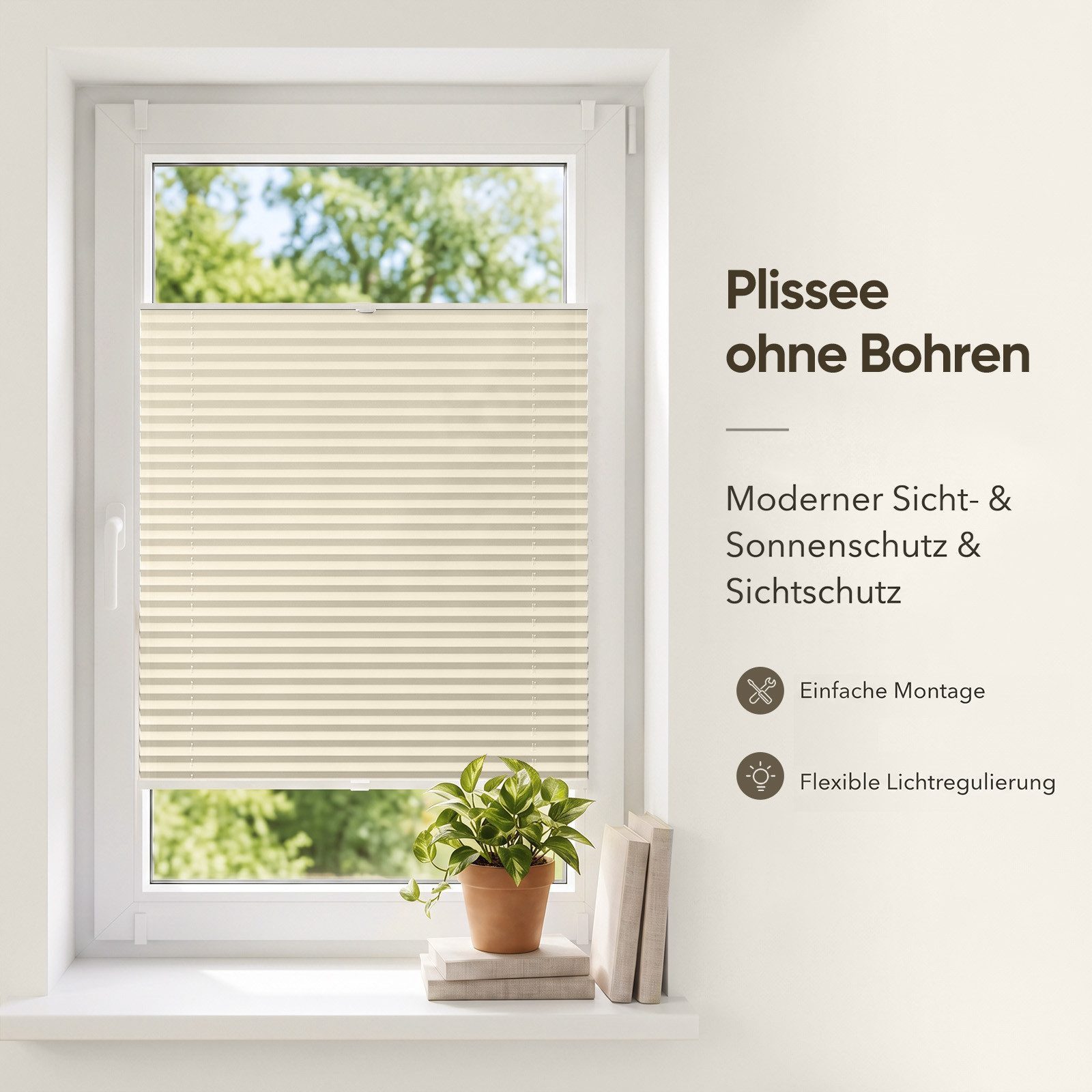 Sekey Plissee Plissee ohne Bohren Klemmfix verspannt für Fenster & Tür Lichtschutz, blickdicht, Klemmfix Montage ohne Bohren, Klemmfix, Faltenstore Klemmfix Lic – Bild 2 von 5