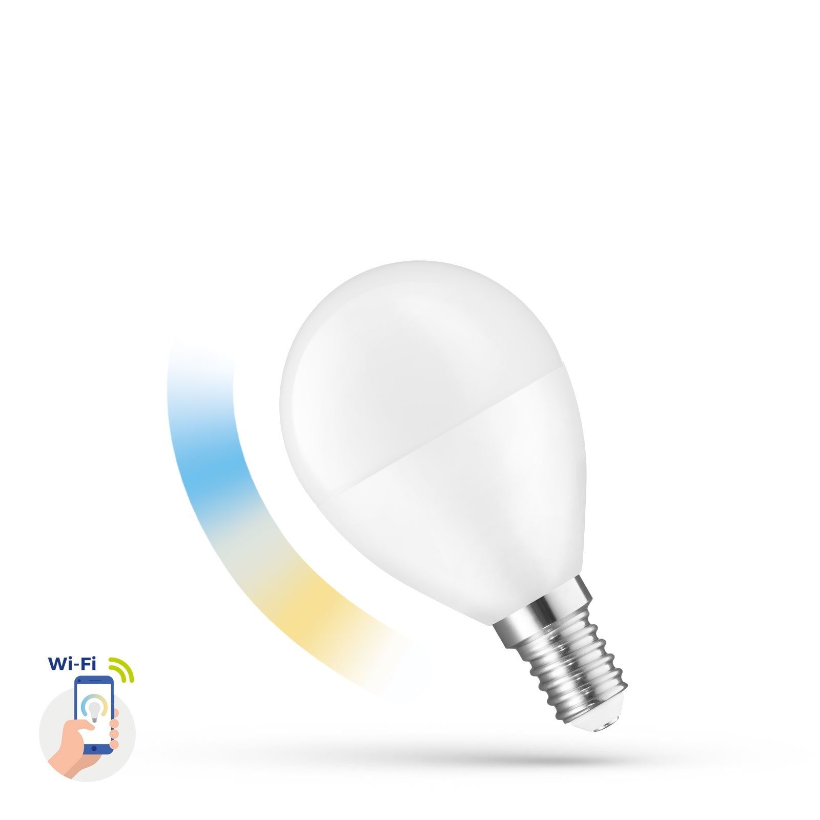 Spectrum LED-Leuchtmittel LED E14 P47 Smart Home 5W = 36W 420lm 2700K-6500K Alexa Google DIMMBAR, E14, Farbwechsler, CCT-Farbtemperatursteuerung - warmweiß bis tageslichtweiß, WiFi