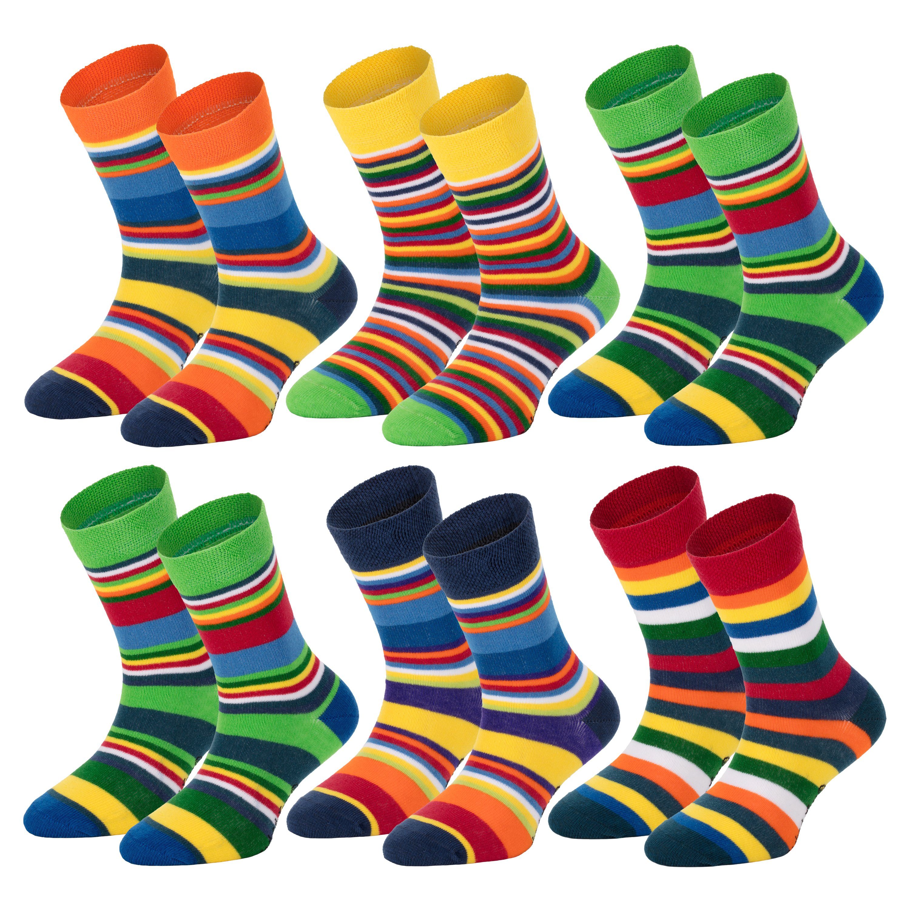 FussFreunde Thermosocken 6 Paar warme Ringel Kindersocken mit Frotteefutter, Thermo Socken (6 Paar) Vollfrottee-gefüttert