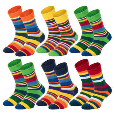 TippTexx 24 Socken 6 Paar Kinder Socken, handgekettelt, für Mädchen/Jungen, viele Muster