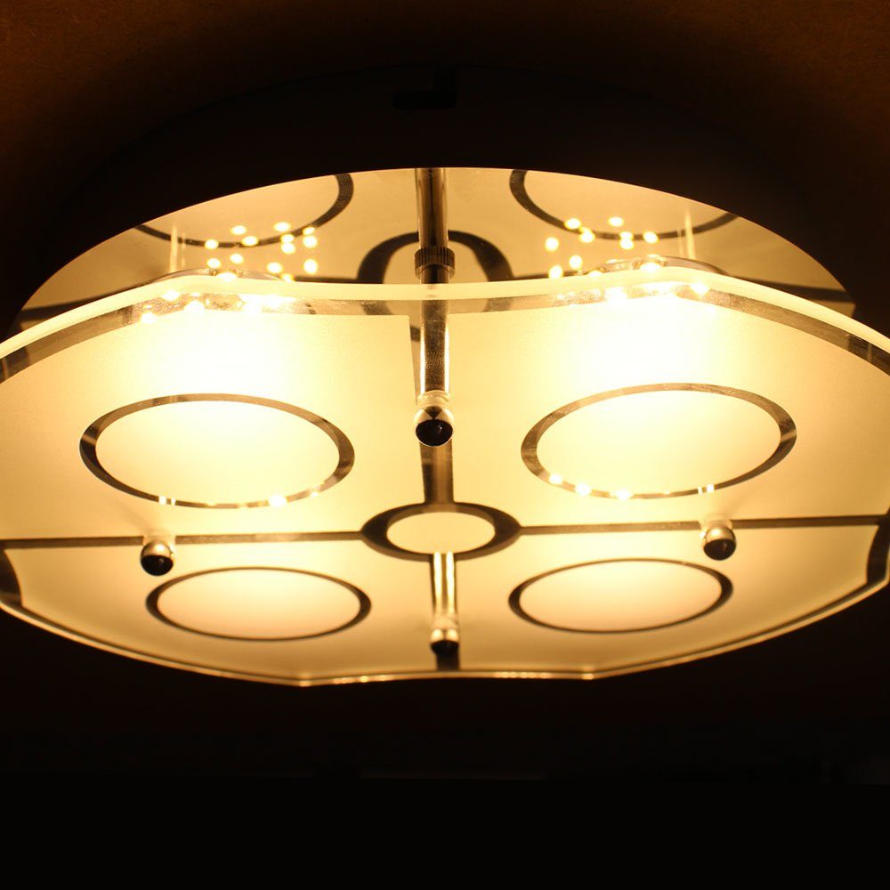 Wohnzimmer LED Leuchtmittel Deckenleuchte silber etc-shop Deckenleuchte, inklusive, Deckenlampe Warmweiß, Decke