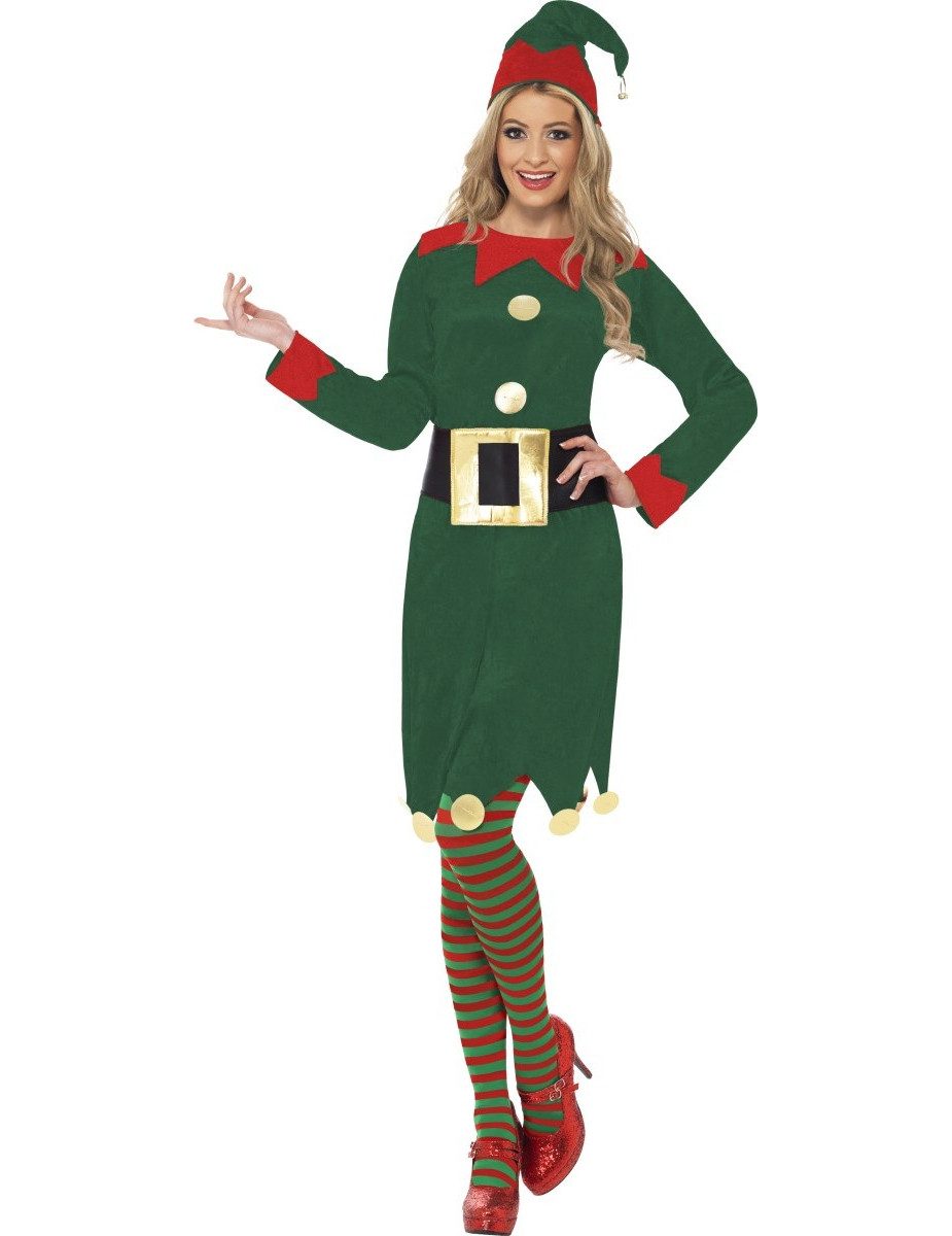 Kostüm Damenkostüm Weihnachtselfe grün-rot