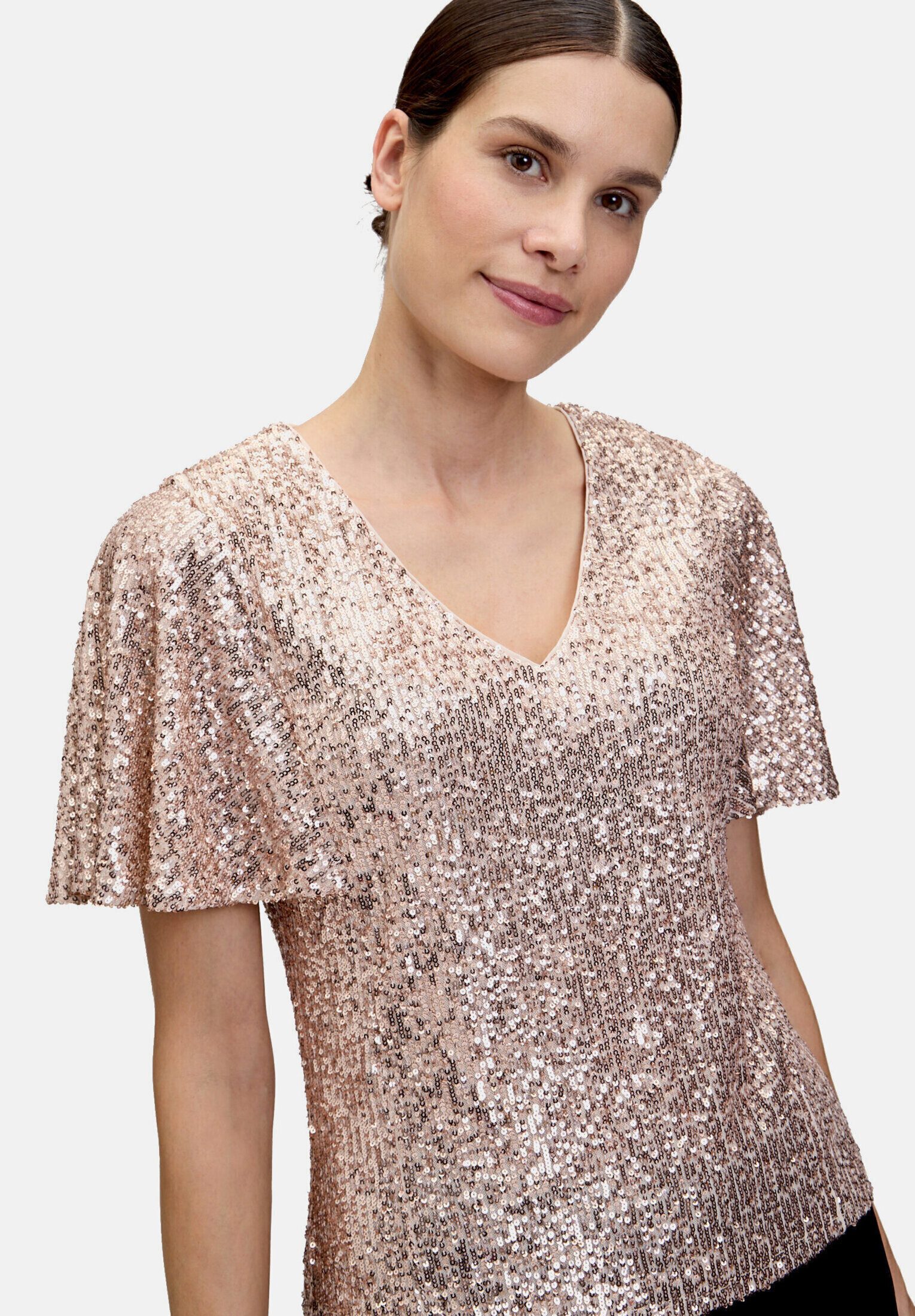 Vera Mont Kurzarmshirt Damen kurzarm (1-tlg) Pailletten