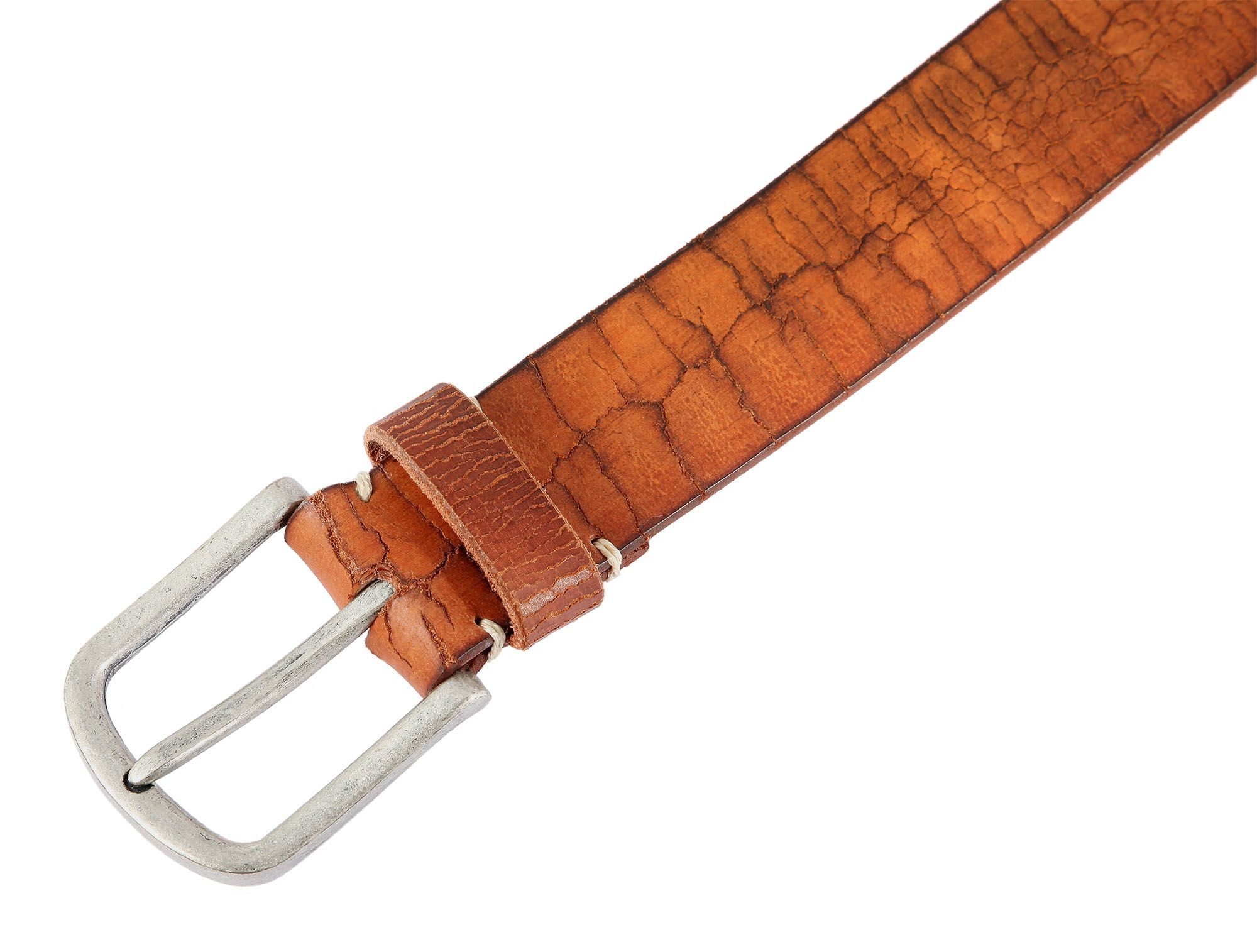 Leonardo Verrelli Ledergürtel hochwertiges Echt Leder, braun, 90 cm - 140 cm (Bundweite)