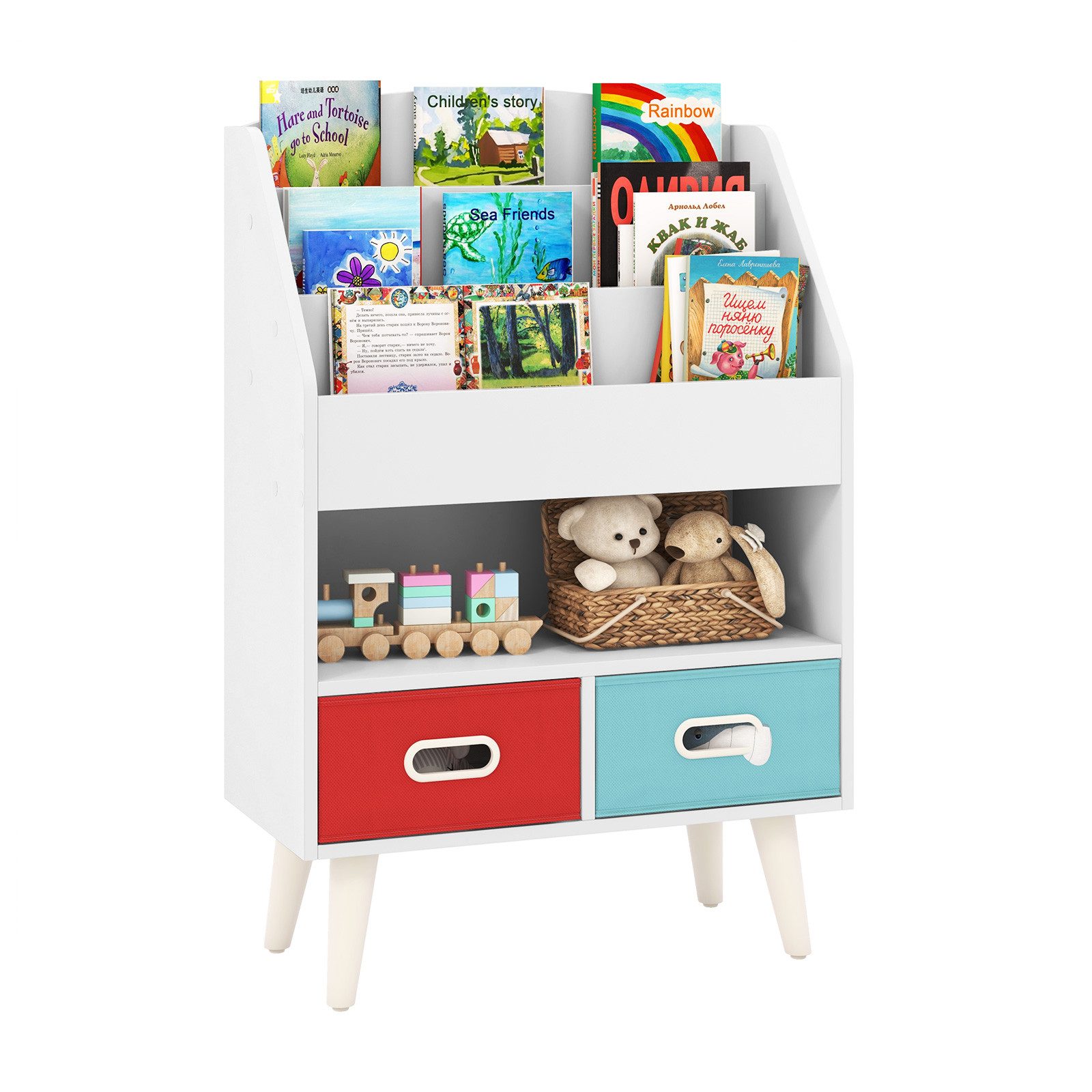 KOMFOTTEU Bücherregal, Kinderregal mit 3-stöckigen Regalen, günstig online kaufen