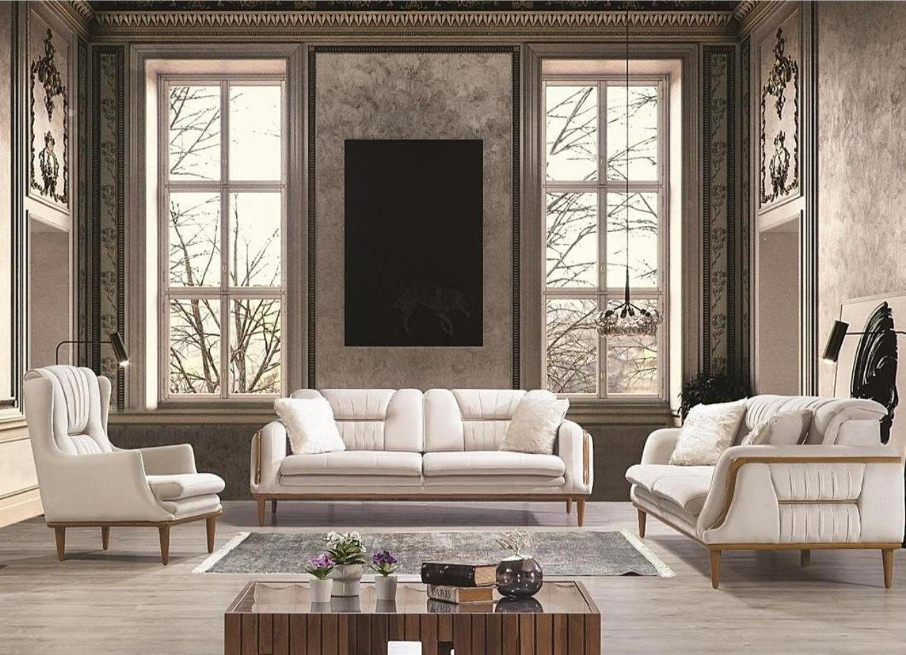Sofa 3-Sitzer, Made Wohnzimmer JVmoebel 1 Dreisitzer in Luxus Modernes Weißes Couch Europa Teile, 3-Sitzer