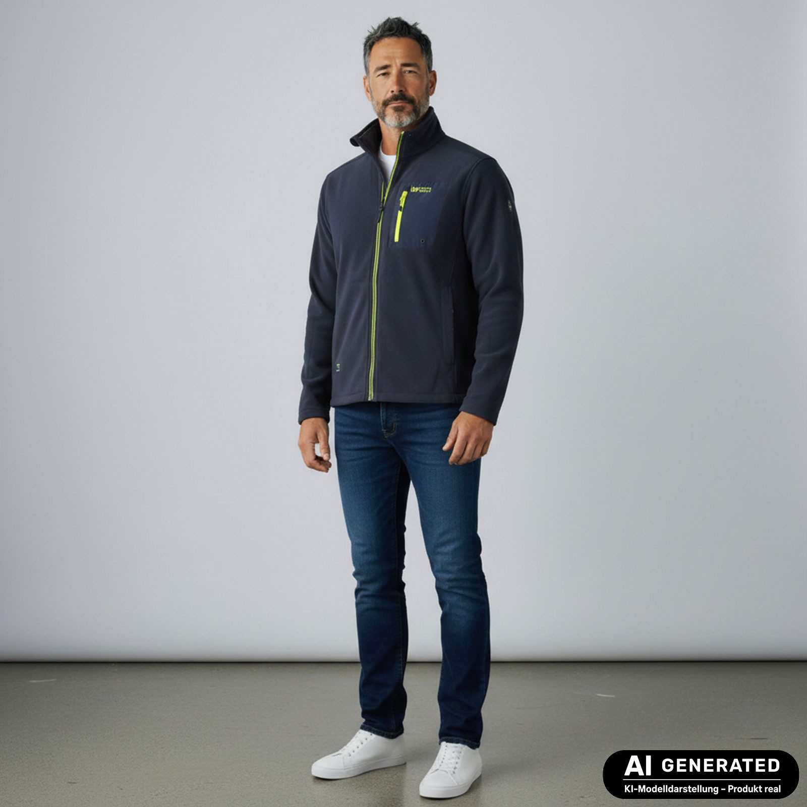 Dry Fashion Fleecejacke Esens Herren Jacke Fleece Stehkragen - Übergangsjacke Freizeitjacke Sportive Passform, Seitentaschen & Brusttasche mit Reißverschluss