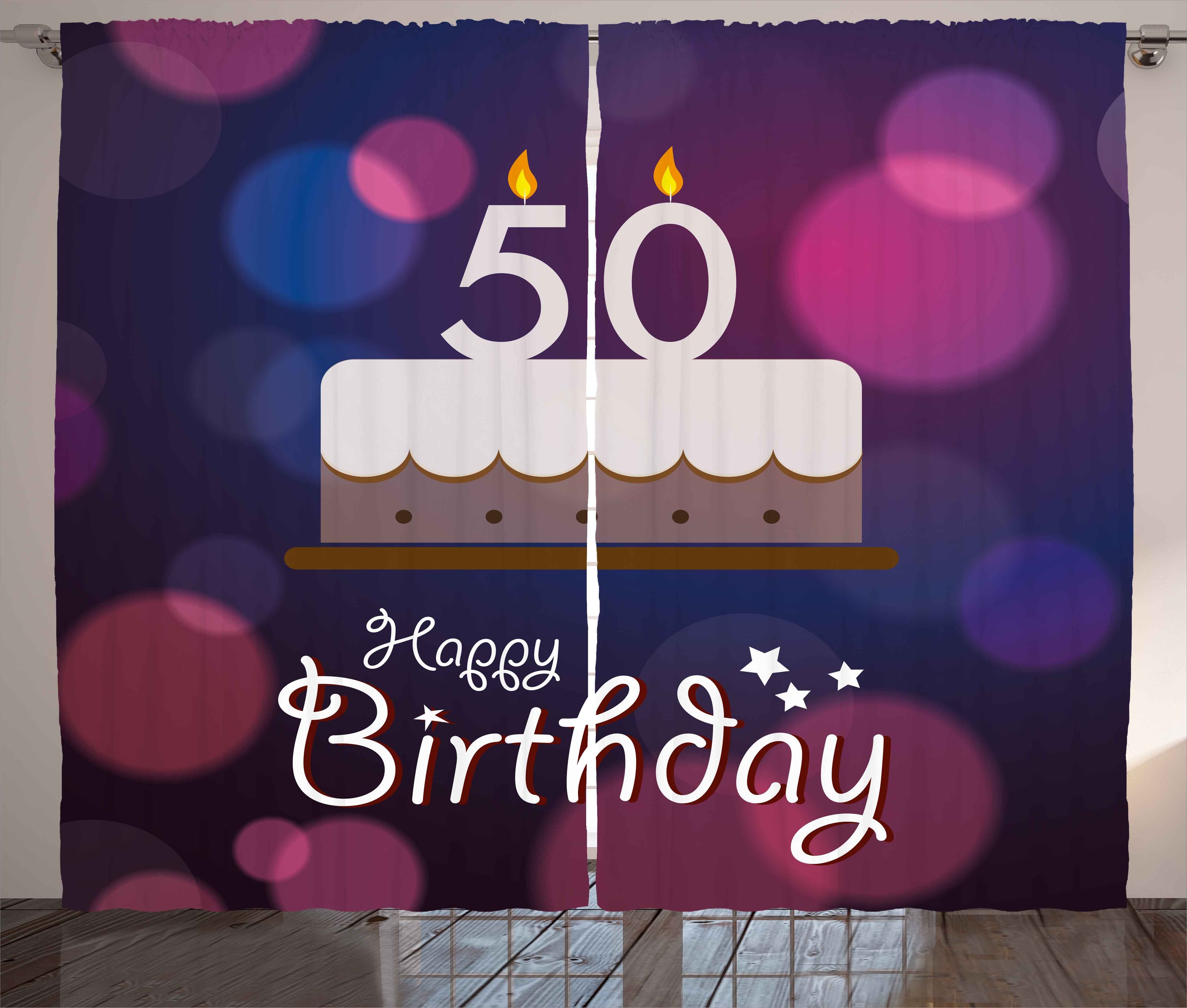 Gardine Schlafzimmer Kräuselband Vorhang mit Schlaufen und Haken, Abakuhaus, 50. Geburtstag Kuchen Anzahl Kerzen
