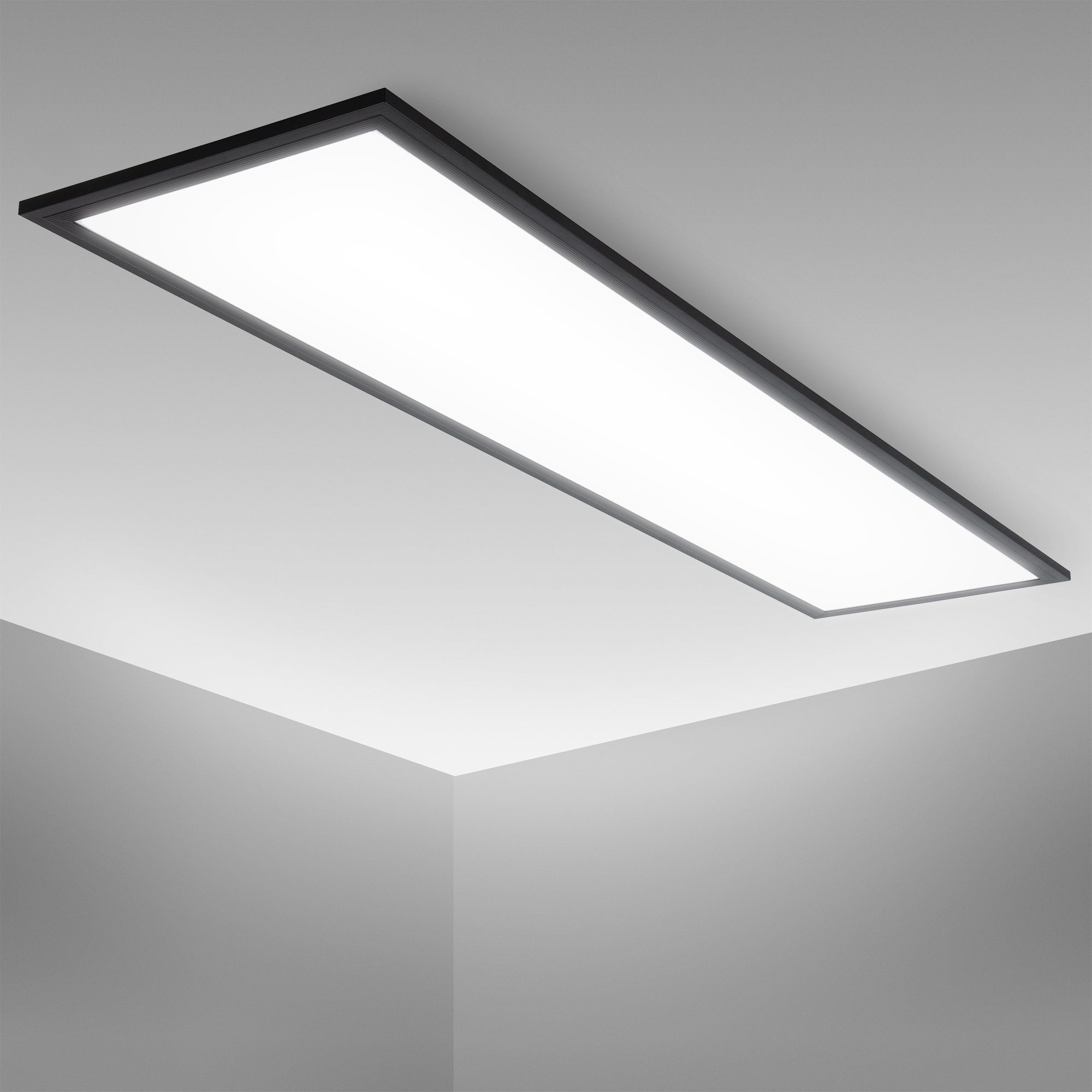 B.K.Licht LED Deckenleuchte BK_DP1497 LED Panel Deckenlampe, 1 Meter, 4.000K Neutralweißes Licht, LED fest integriert, Neutralweiß, 22 Watt, 2.200Lm, Schwarz, 100x25x6,5 cm | Deckenlampen