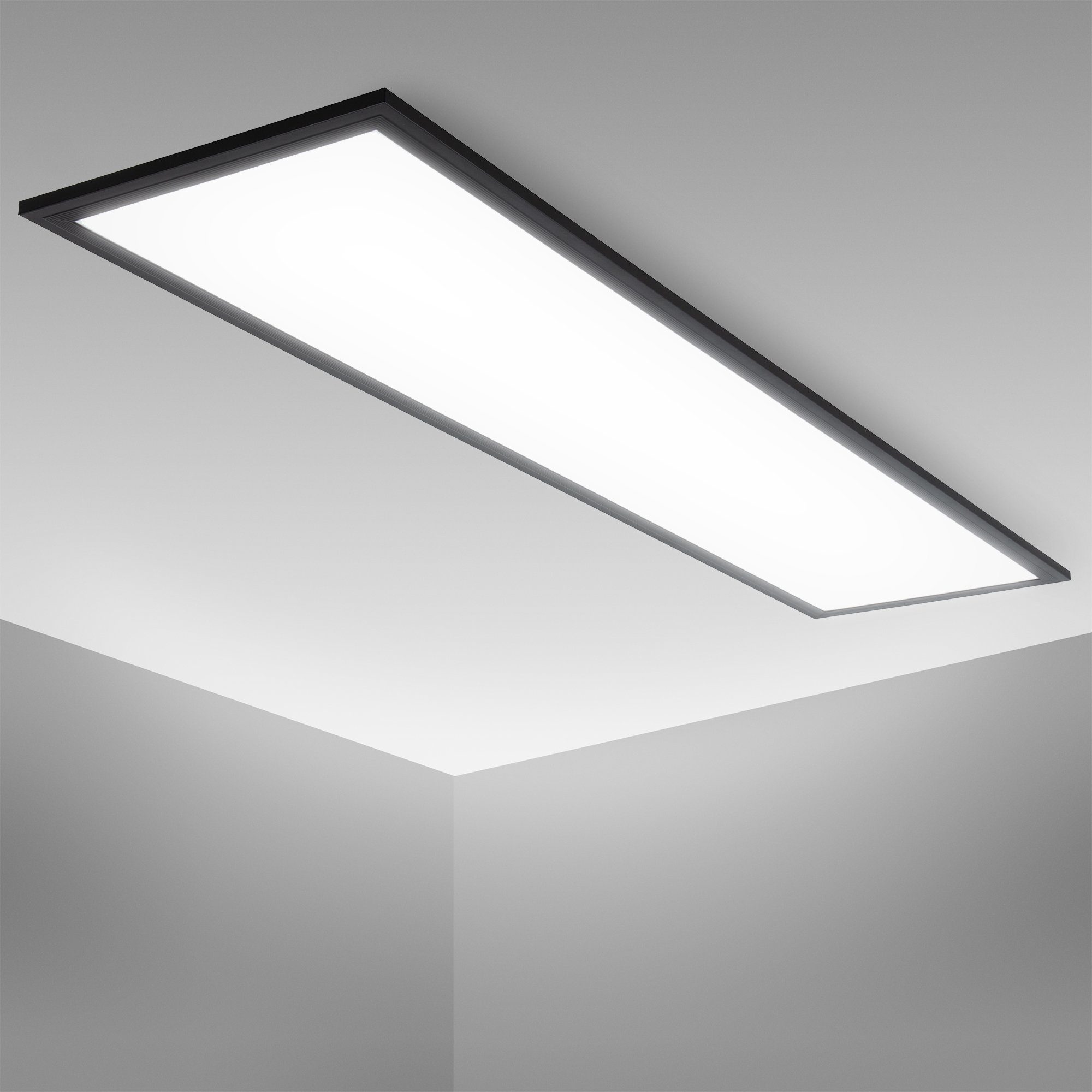 B.K.Licht LED Deckenleuchte BK_DP1497 LED Panel Deckenlampe, 1 Meter, 4.000K Neutralweißes Licht, LED fest integriert, Neutralweiß, 22 Watt, 2.200Lm, Schwarz, 100x25x6,5 cm