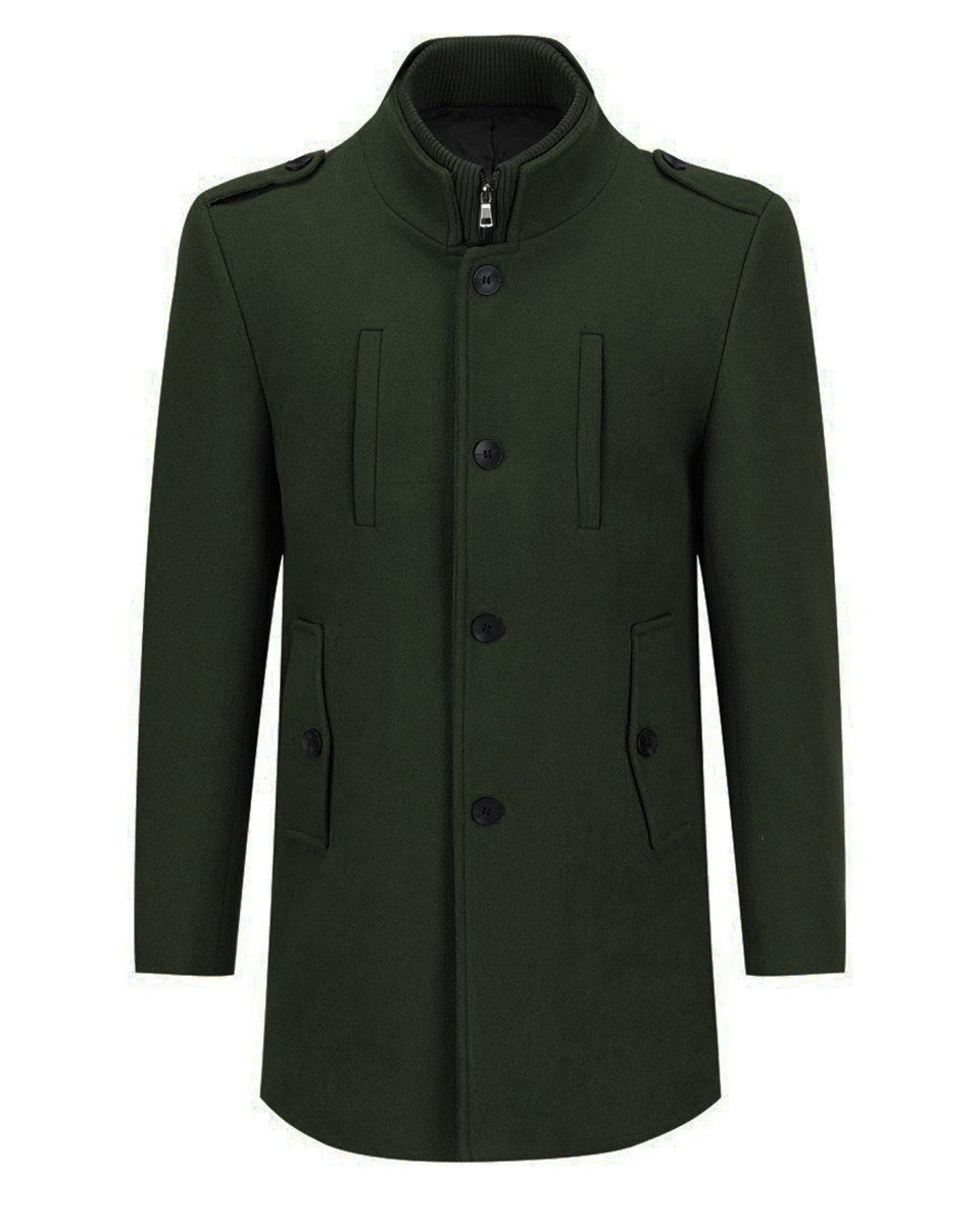 Allthemen Wollmantel Herren Kurzer Wintermantel mit abnehmbarem Innenfutter