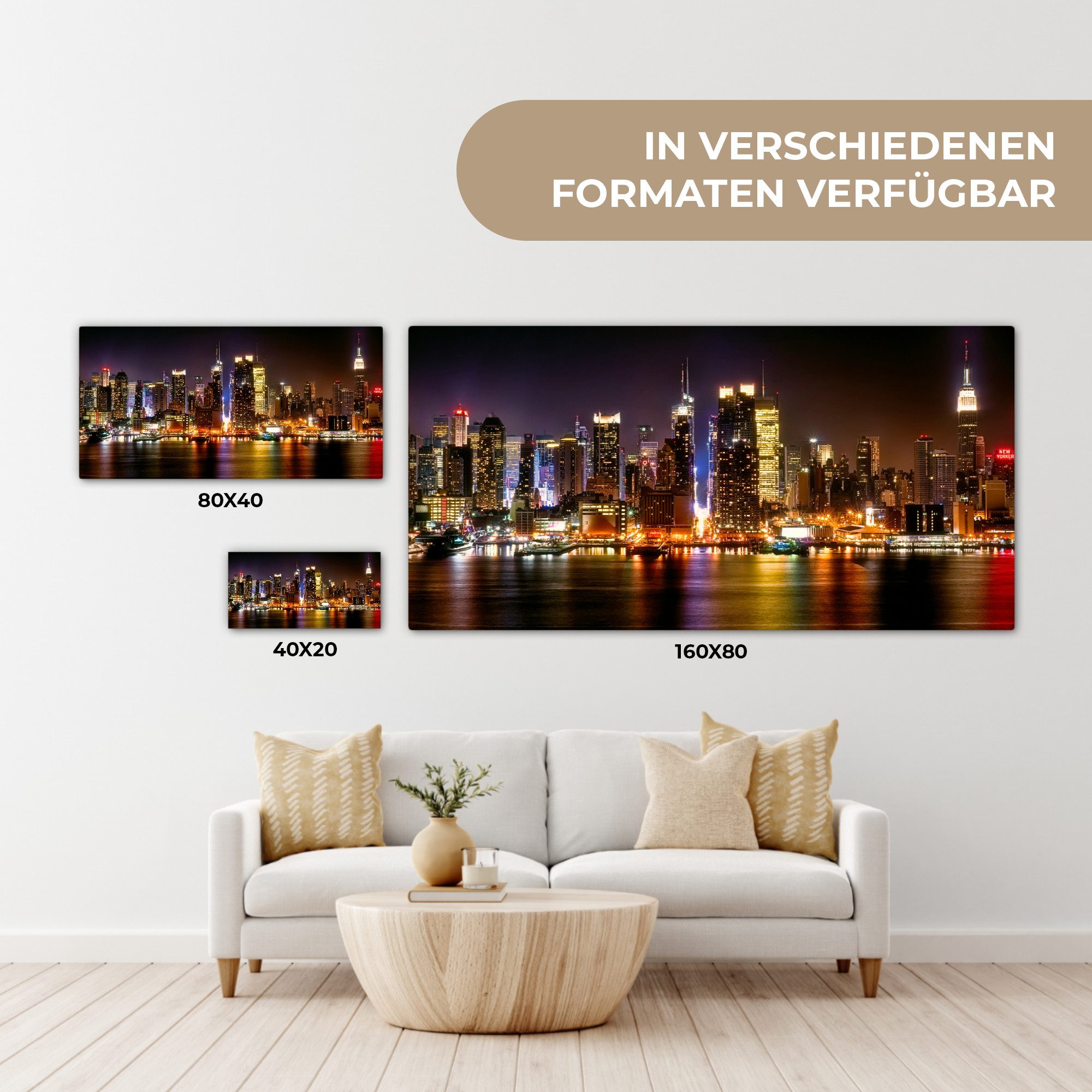 OneMillionCanvasses® Leinwandbild Panorama New York - Manhattan - Skyline, Fotodruck (1 St), Wandbild, Deko Schlafzimmer Wohnzimmer Flur 40x20 cm – Bild 5 von 5