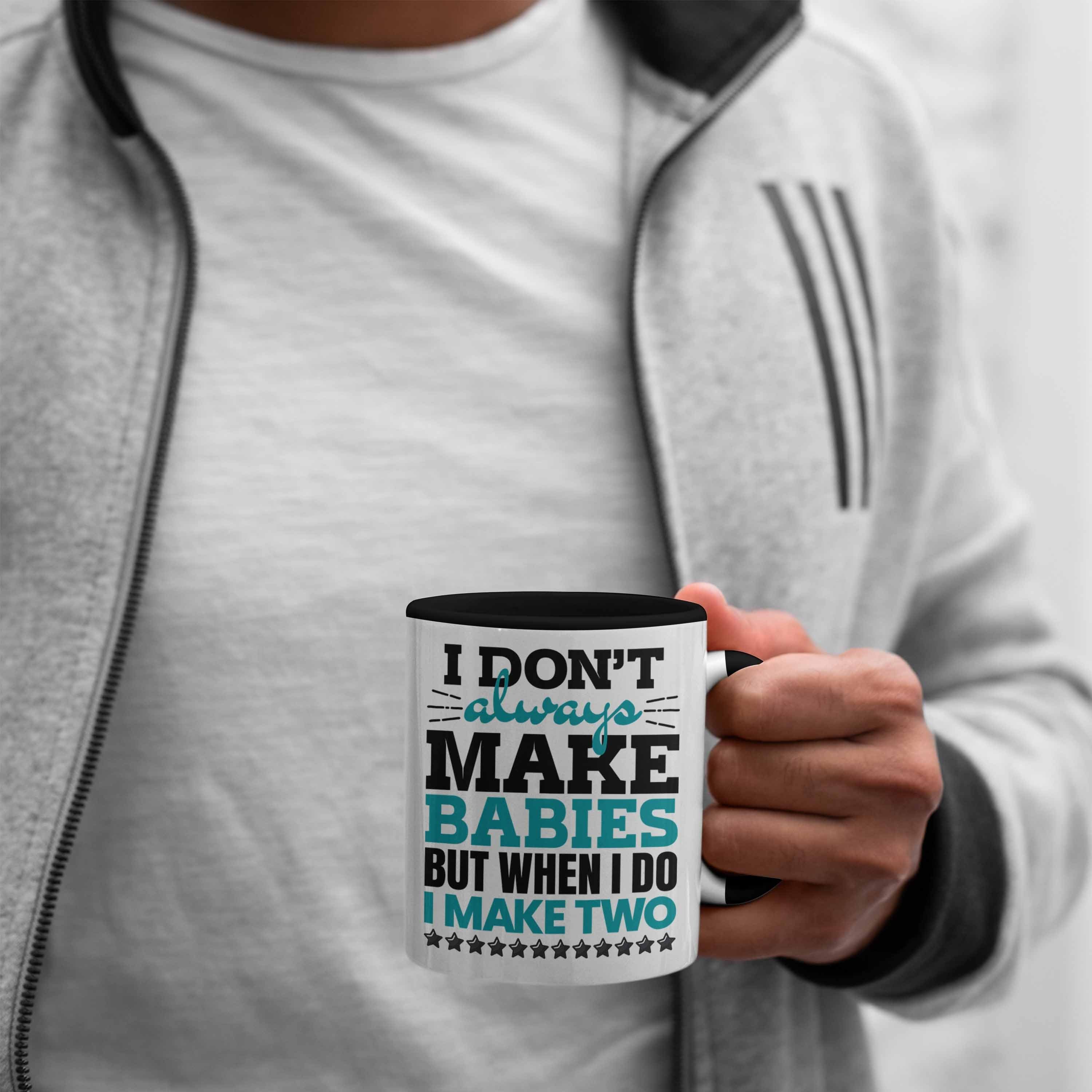 Trendation Tasse Zwillingen Geschenk Schwarz Vater Kaffeetasse von Geschenkidee Tasse